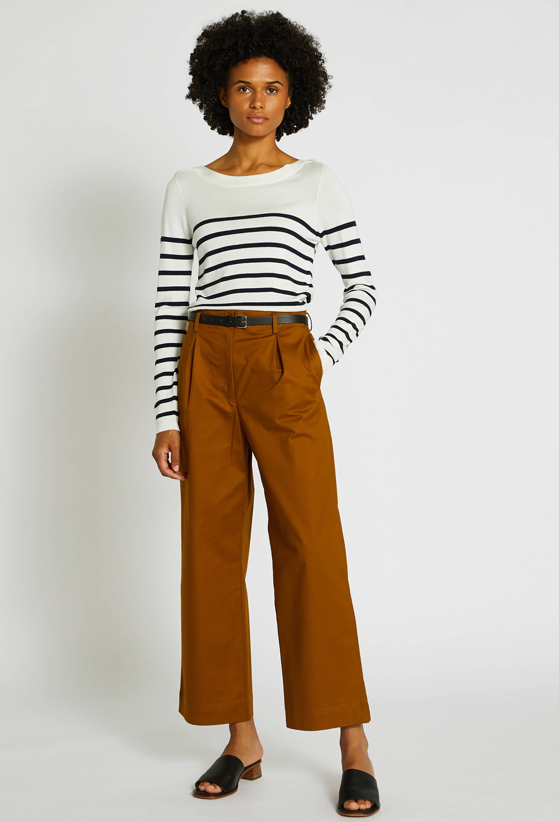 Pantalon flare en coton, Brun clair, large image number 1