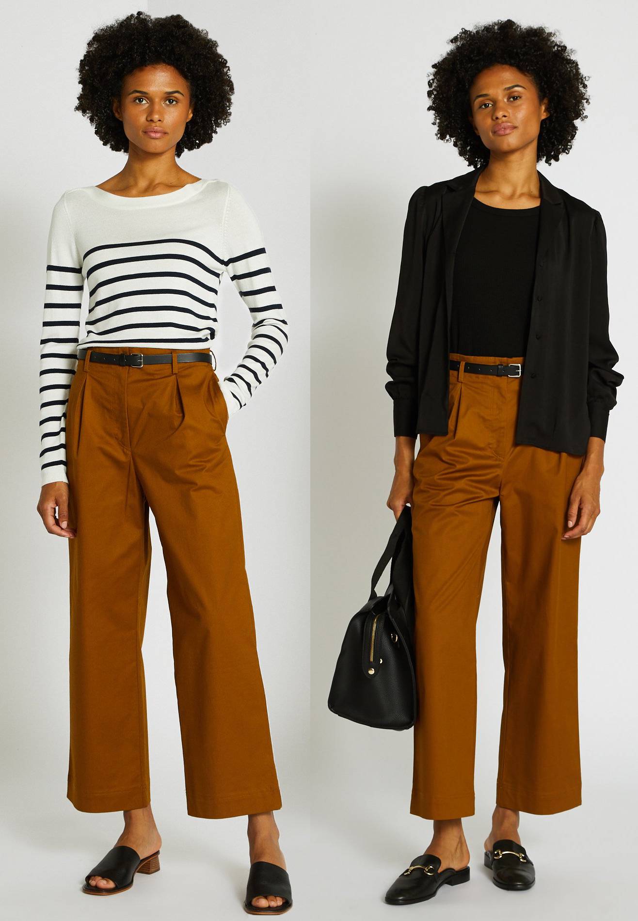 Pantalon flare en coton, Brun clair, large image number 4