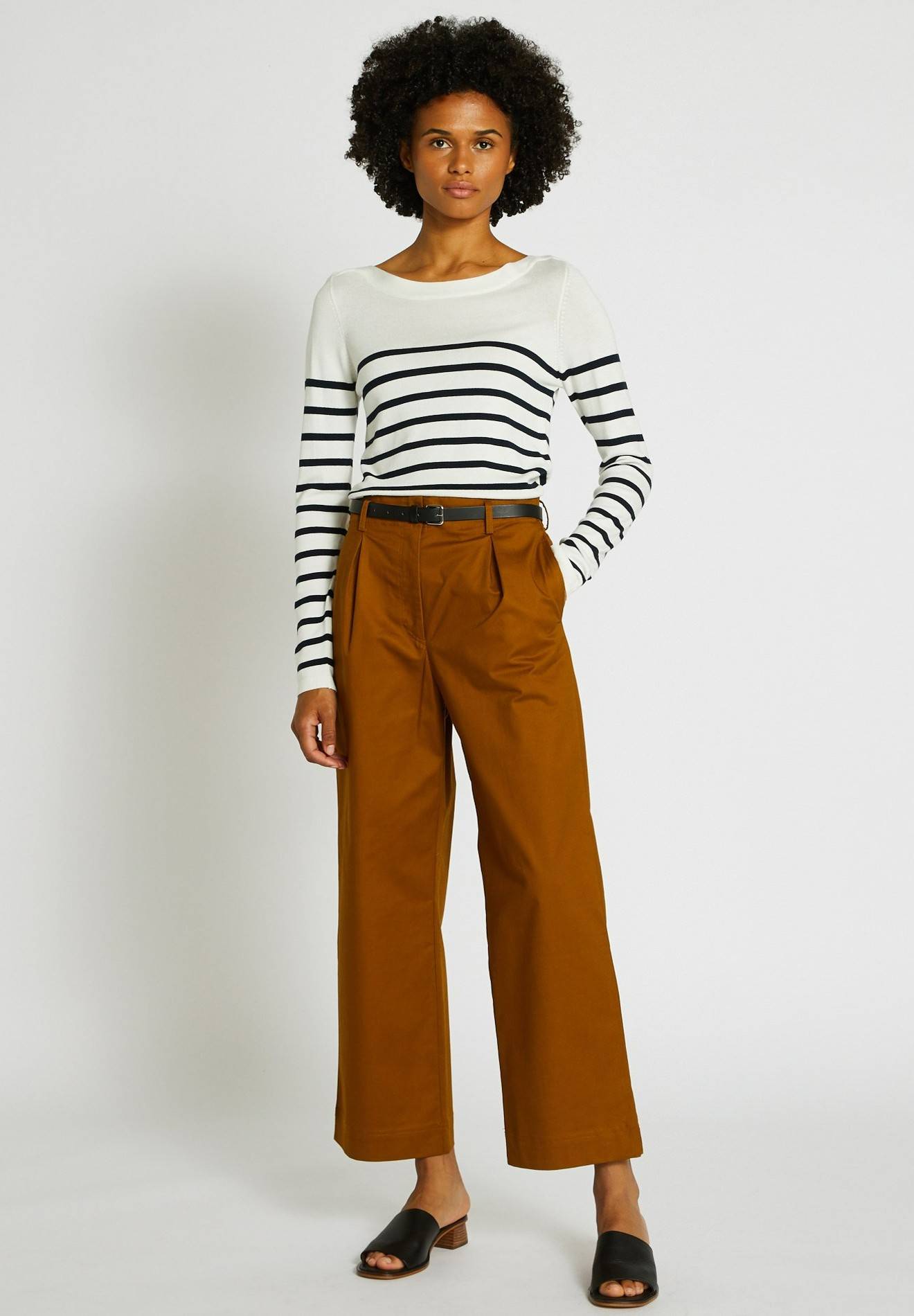 Pantalon flare en coton, Brun clair, large image number 5