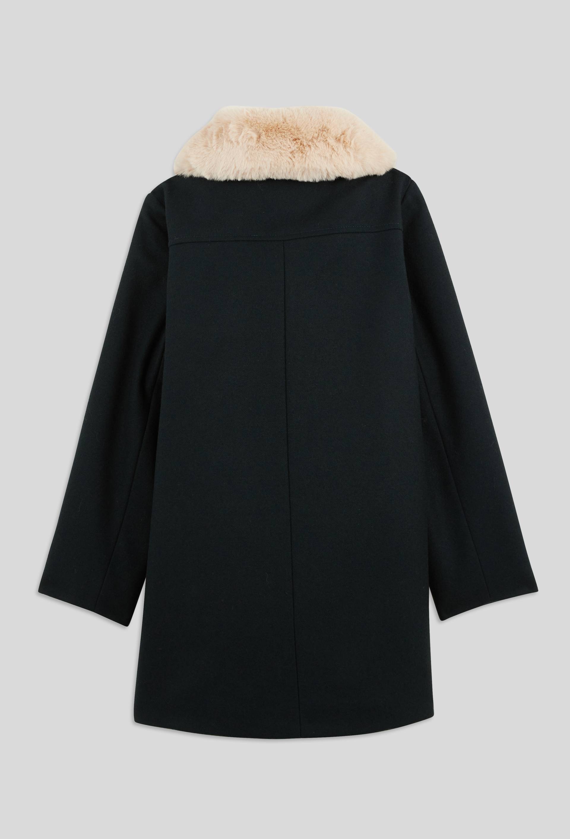 Manteau &agrave; col fausse fourrure, contenant de la laine, Vert fonc&eacute;, large image number 1