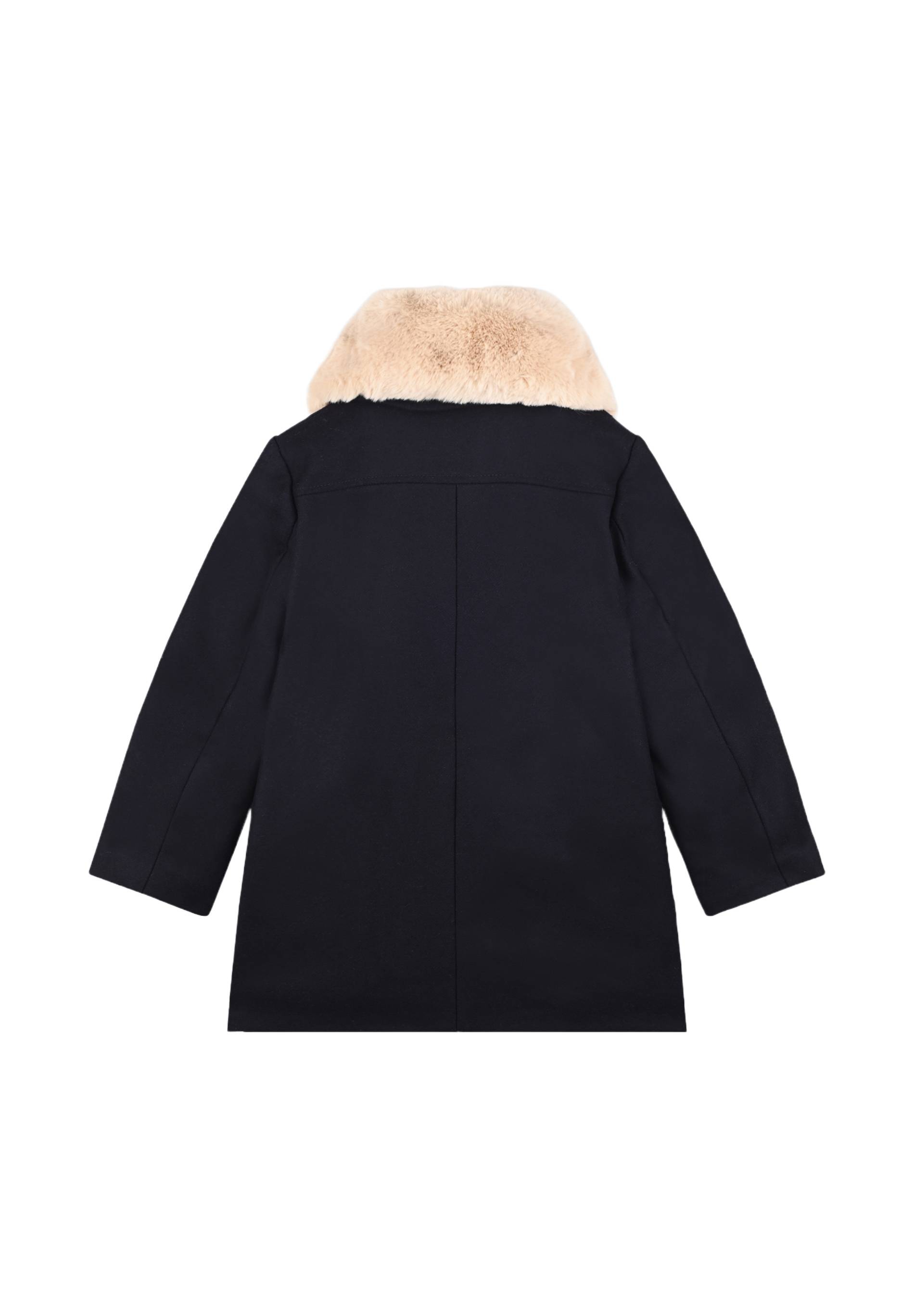 Manteau &agrave; col fausse fourrure, contenant de la laine, Bleu fonc&eacute;, large image number 5