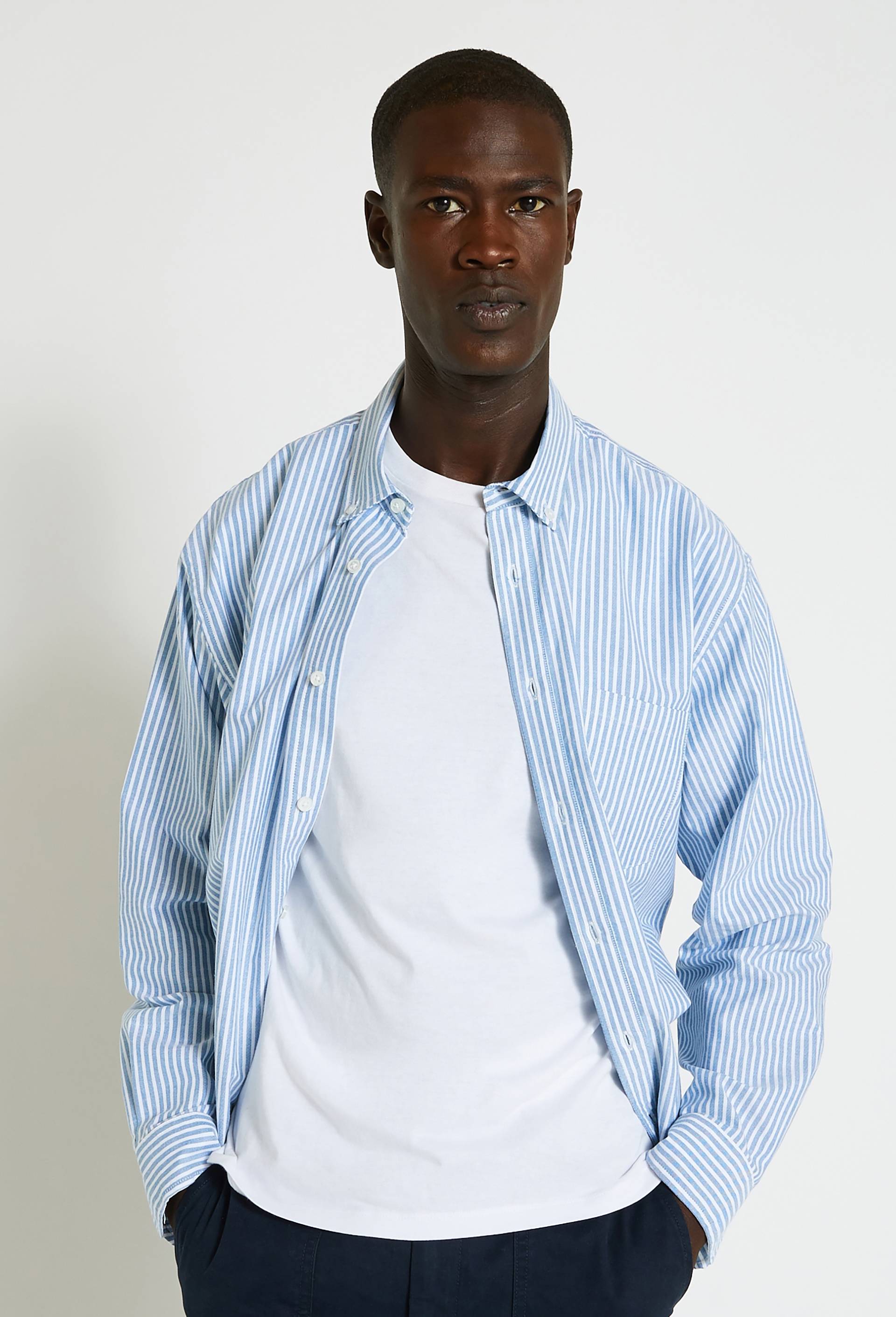 Chemise regular fit rayée en coton certifiée Oekotex, BLEU, large image number 0.0