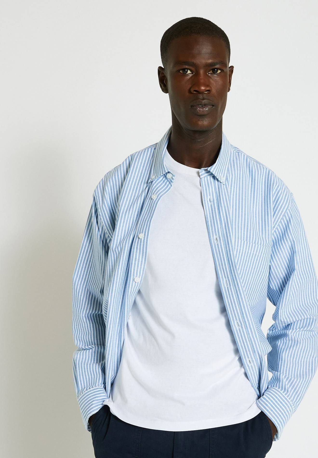 Chemise regular fit rayée en coton certifiée Oekotex, BLEU, large image number 3