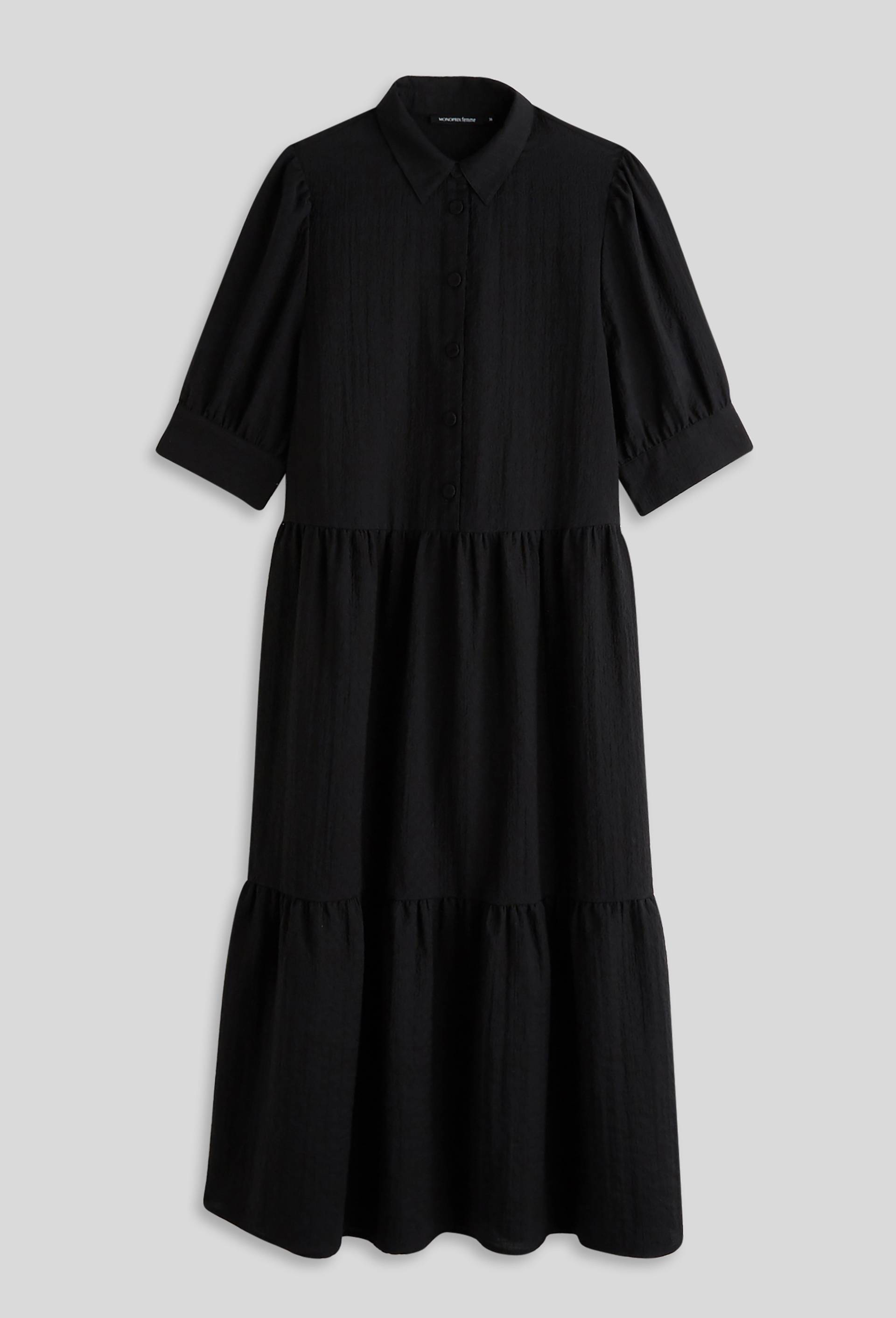 Robe ample boutons recouverts, Noir, large image number 2.0