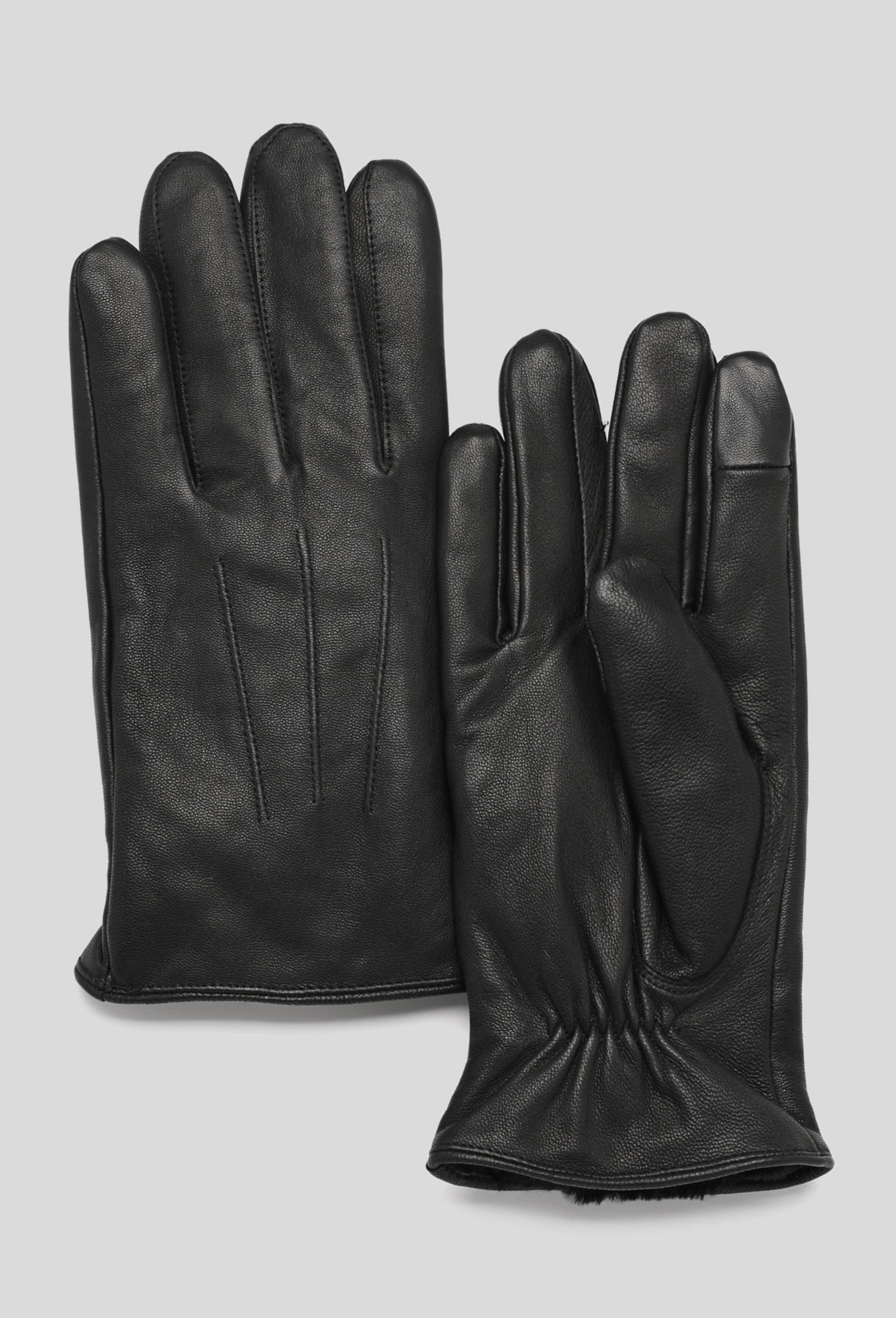 Gants tactiles en cuir, Noir, large image number 0
