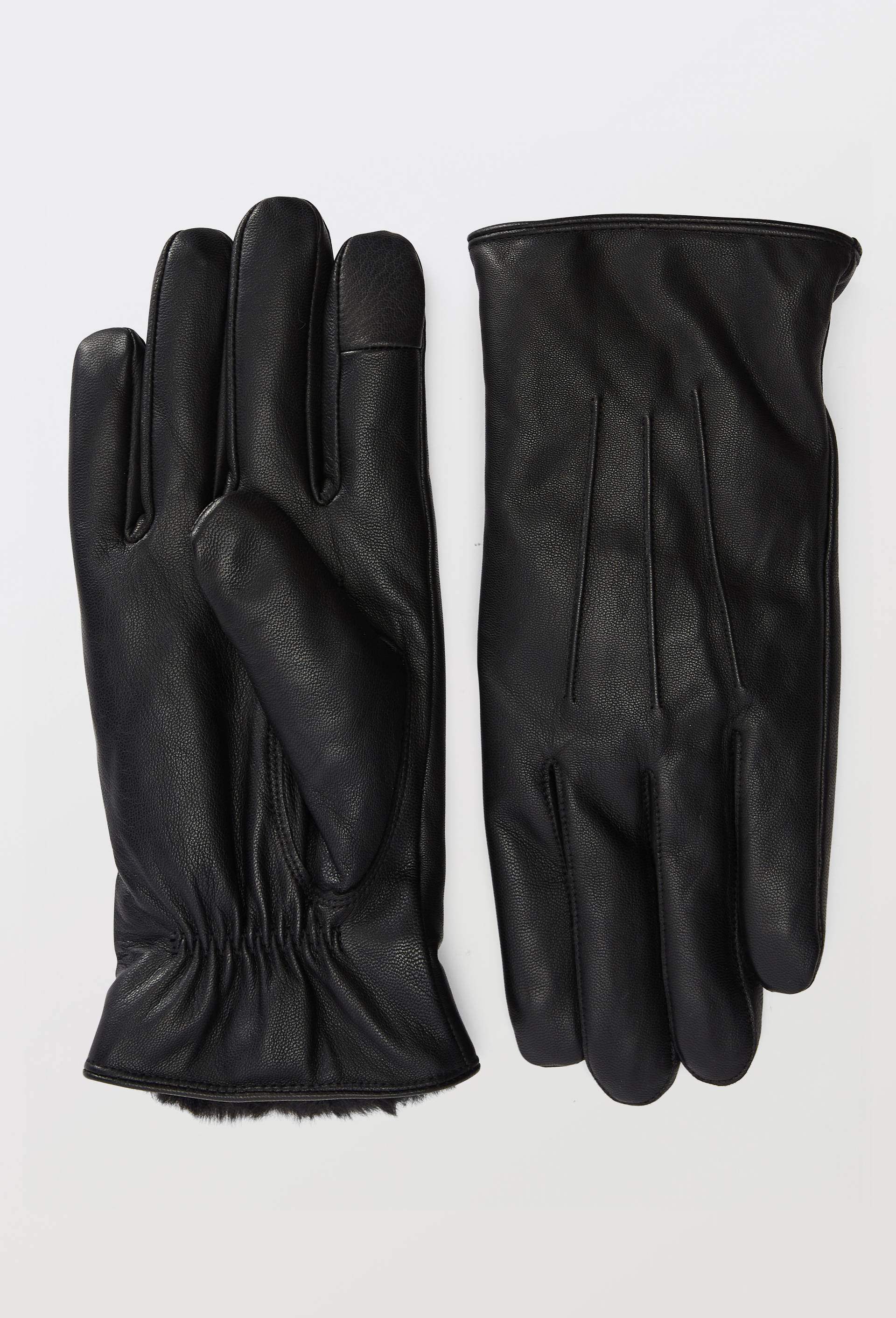 Gants tactiles en cuir, Noir, large image number 0