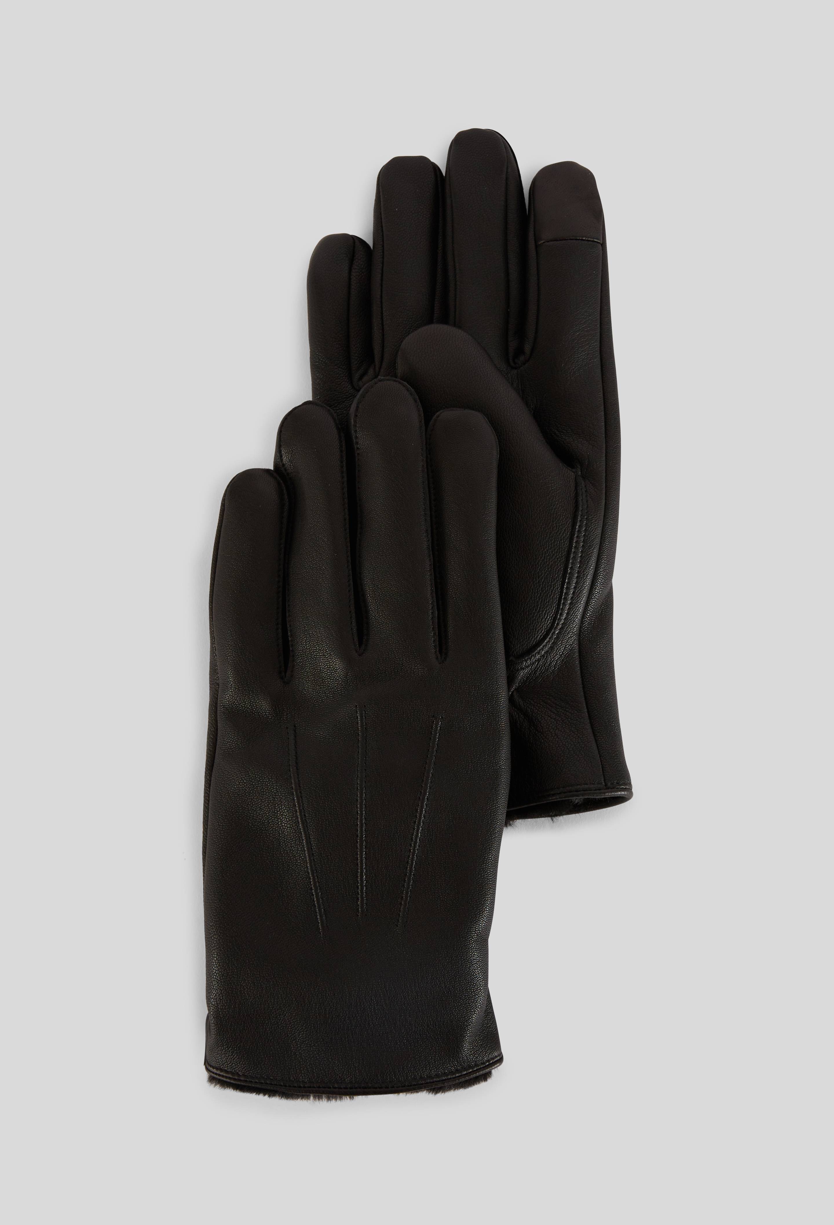Gants tactiles en cuir, Noir, large image number 1