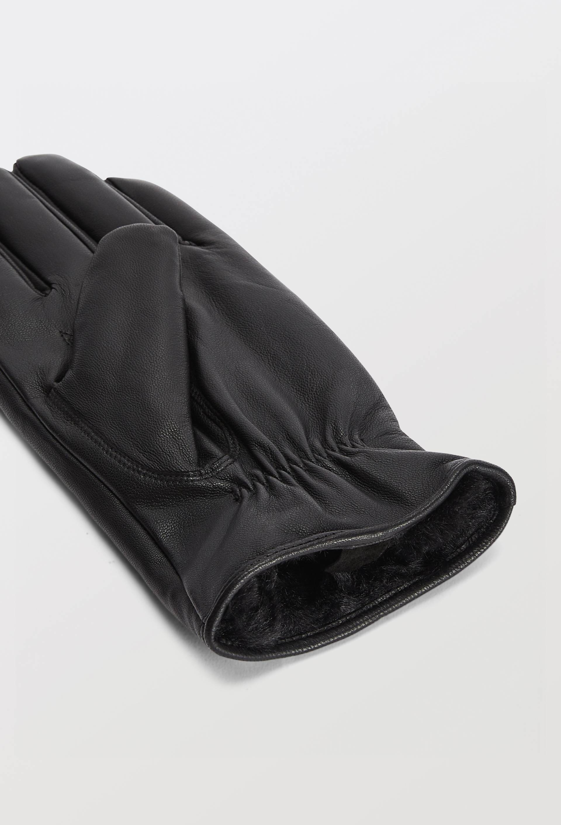 Gants tactiles en cuir, Noir, large image number 1.0