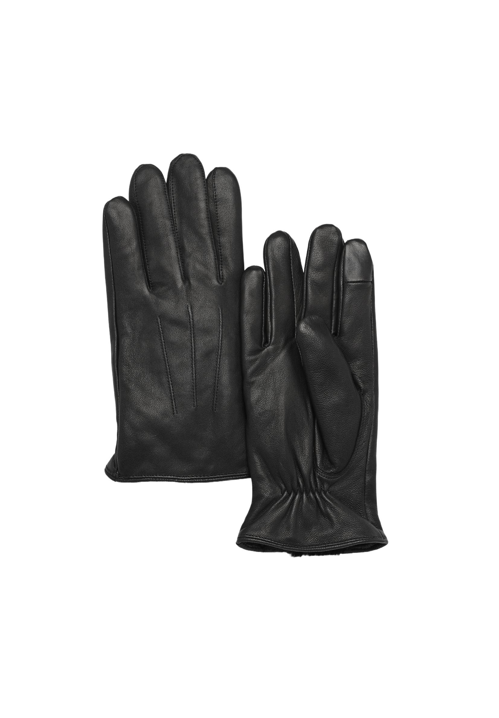 Gants tactiles en cuir, Noir, large image number 3