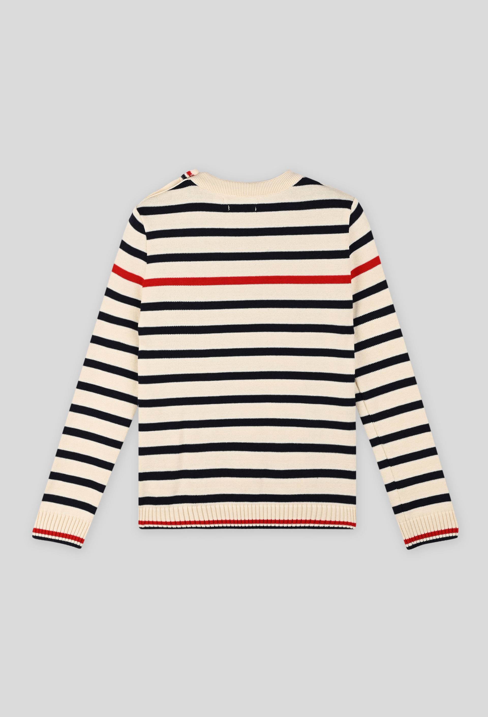 Pull ray&eacute; made in france, Ecru, large image number 1