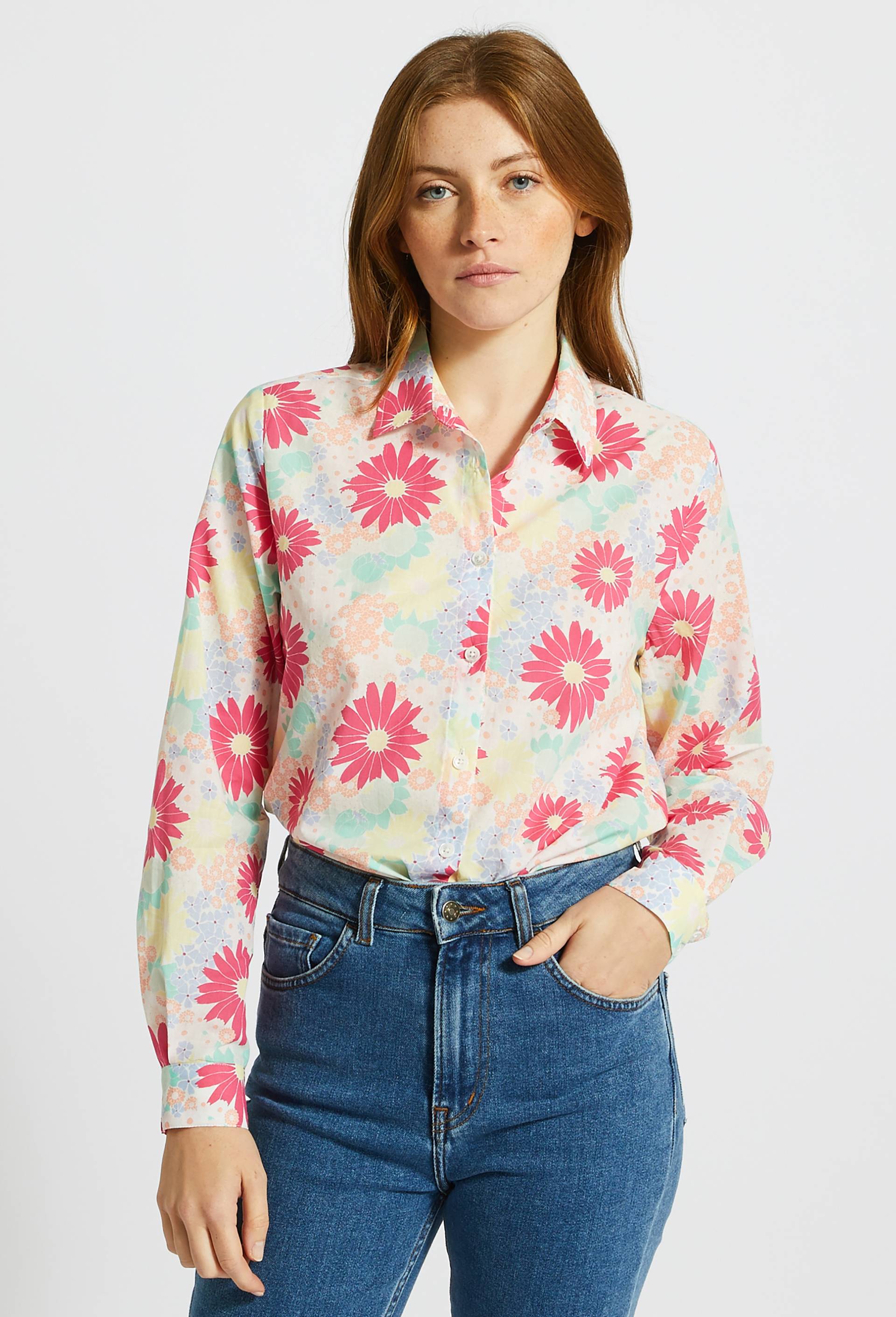 Chemise en coton imprimée, Rose clair, large image number 0
