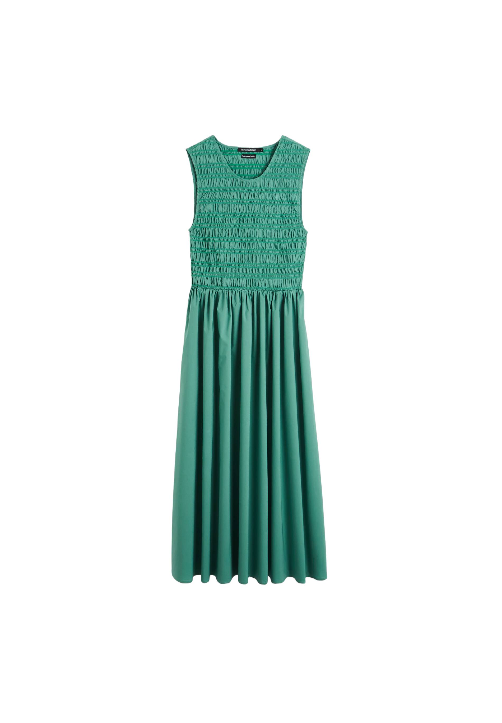 Robe longue unie smockées sans manches certifié Oekotex, Vert clair, large image number 5