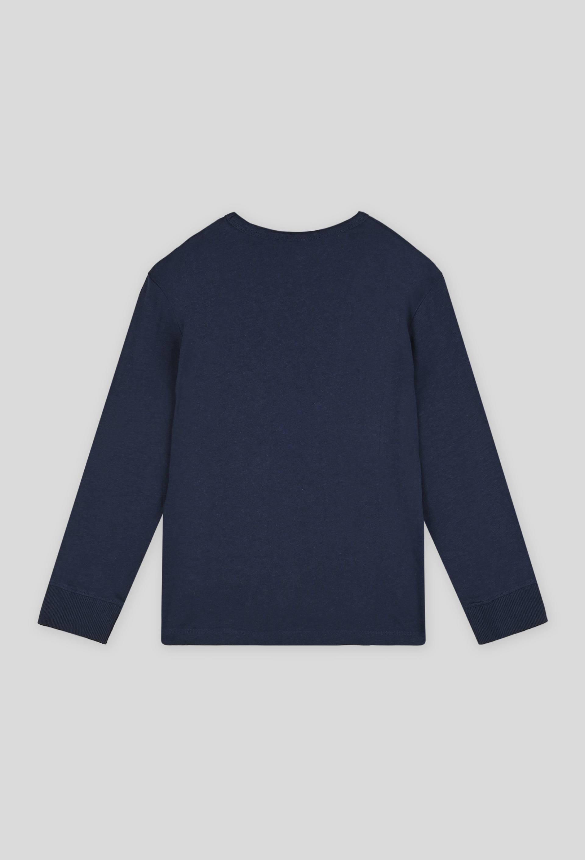 T-shirt maches longues imprim{ en coton BIO, Bleu foncé, large image number 1.0