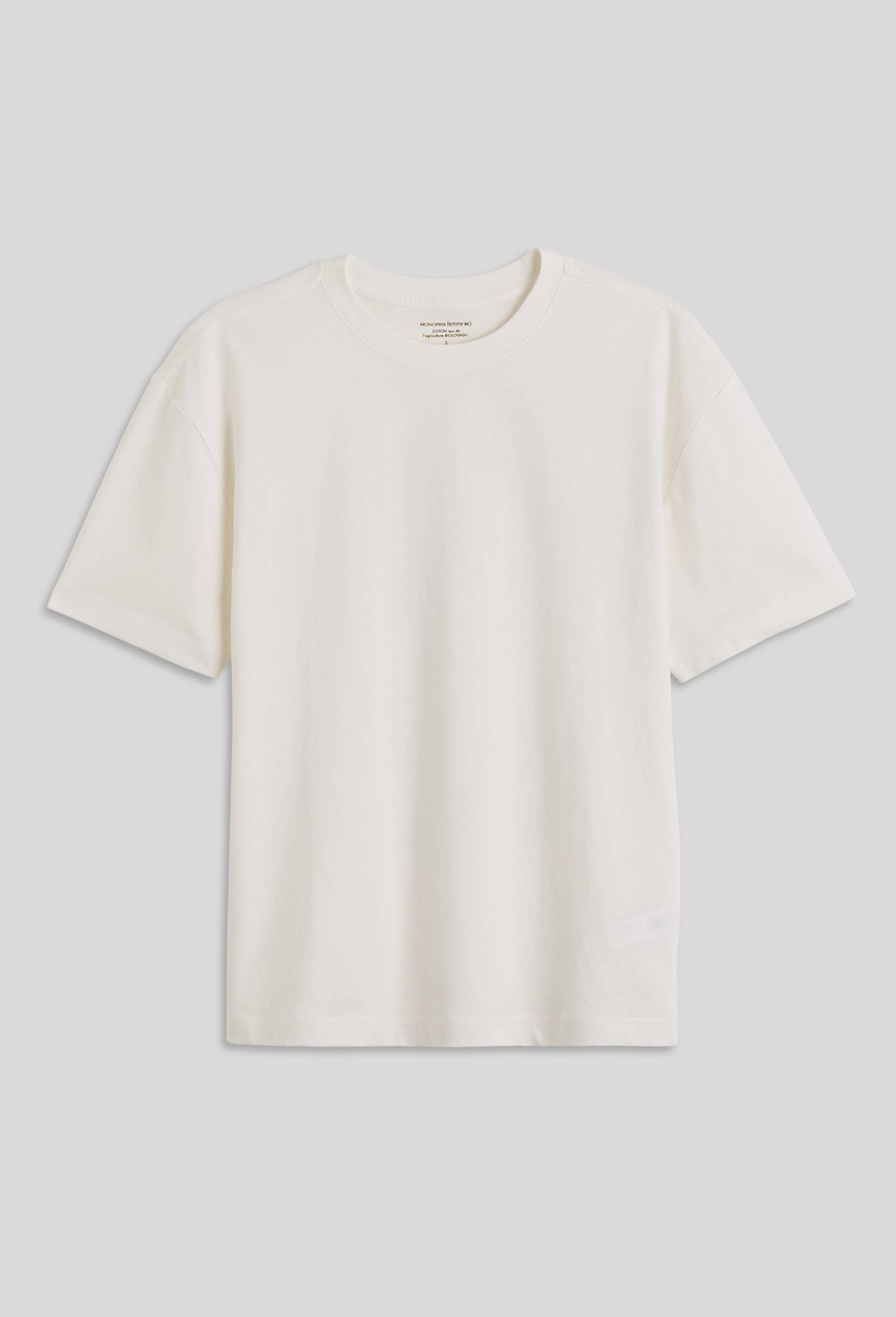 T-shirt en coton bio avec impression au dos, Ecru, large image number 2