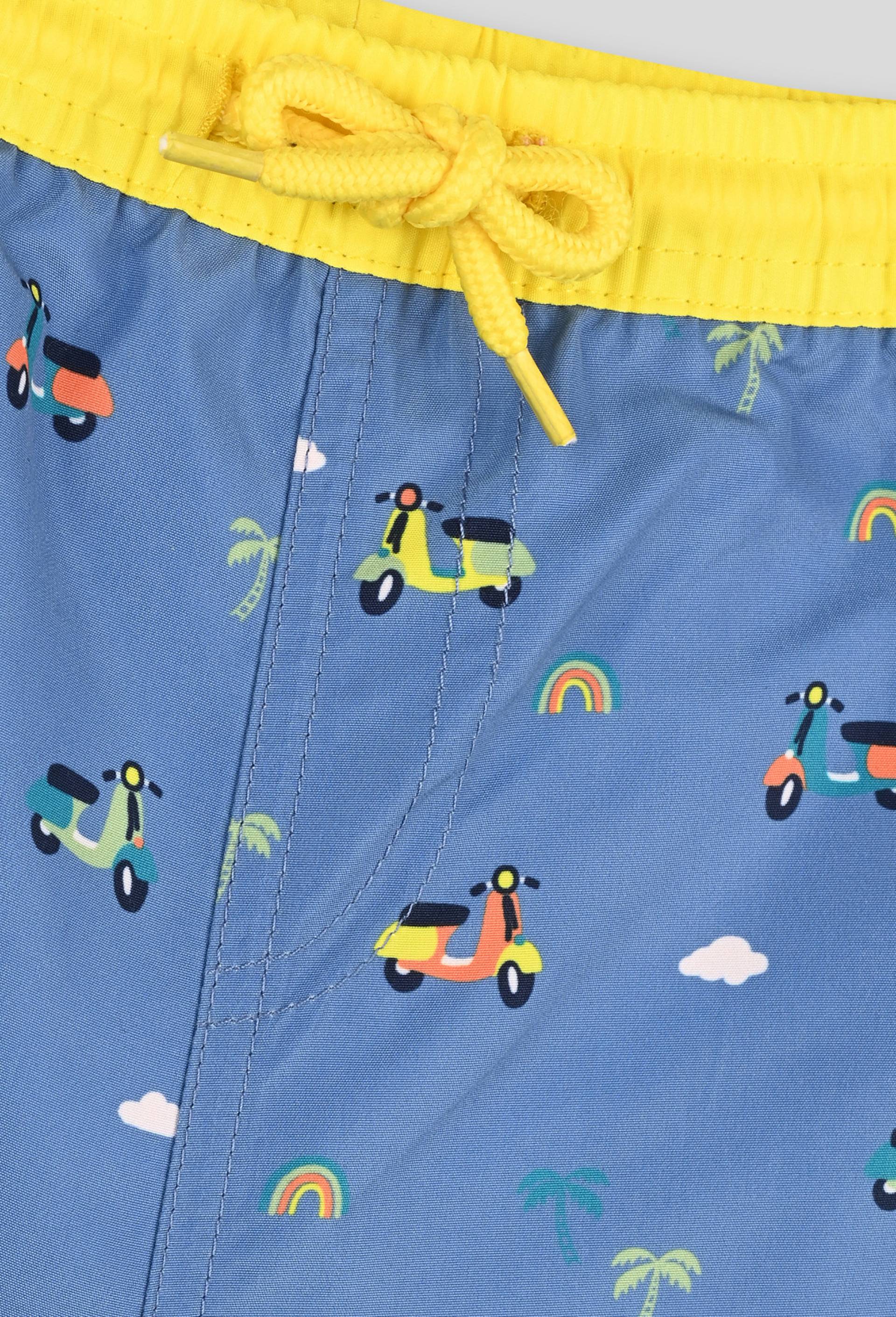 Short de bain certifié Oekotex imprimé scooter, BLEU, large image number 2