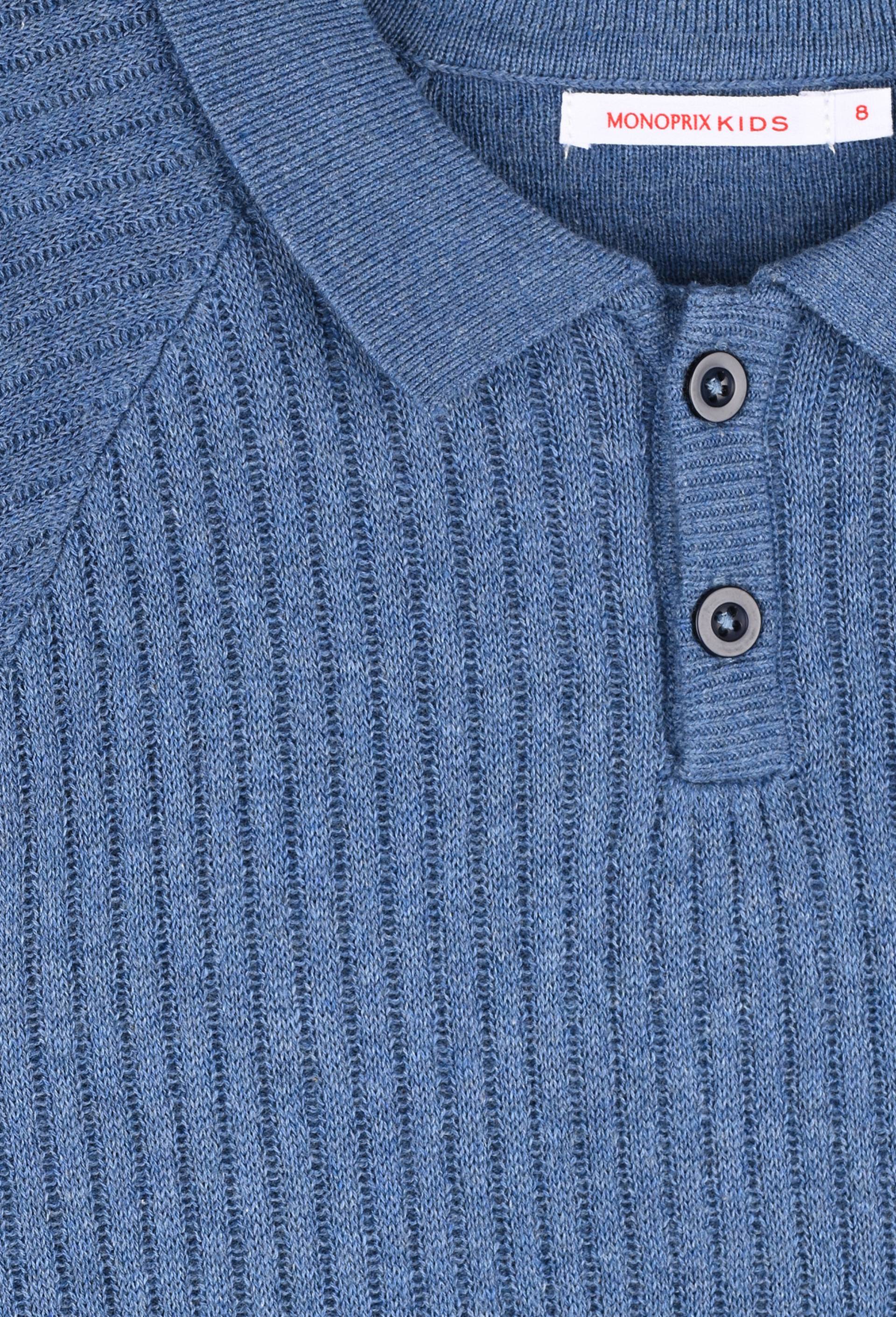 Pull col polo certifié Oekotex, Bleu, large image number 2