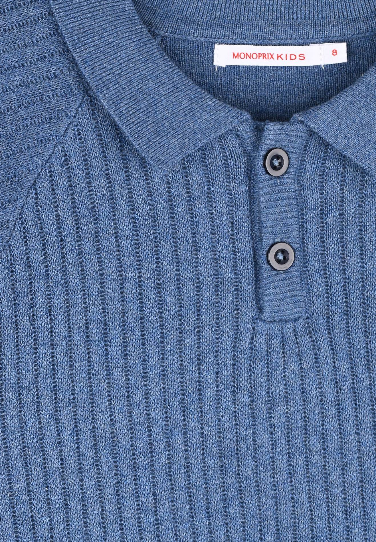 Pull col polo certifié Oekotex, Bleu, large image number 5.0