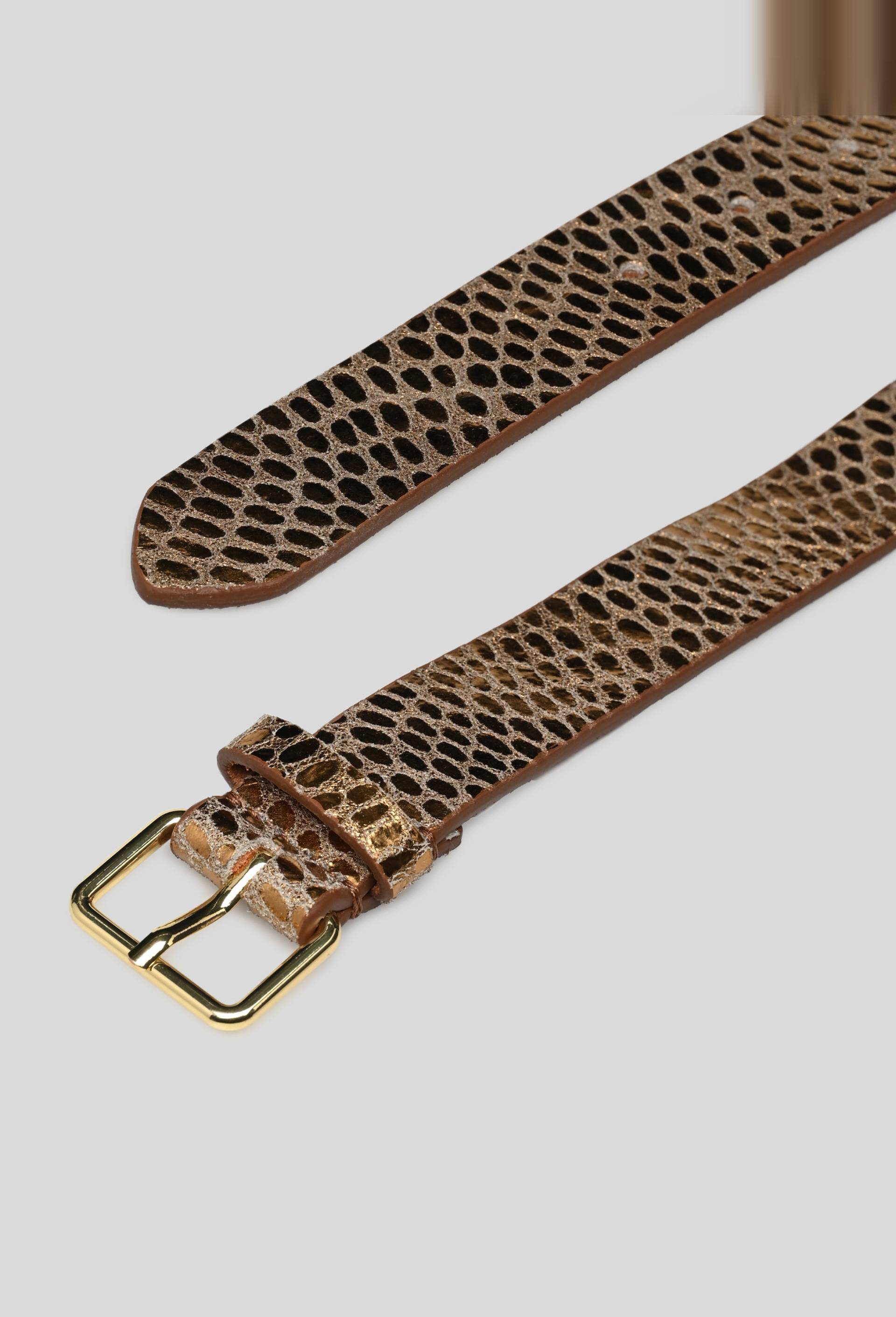 Ceinture motif serpent 3cm, cuir responsable, Or, large image number 1.0