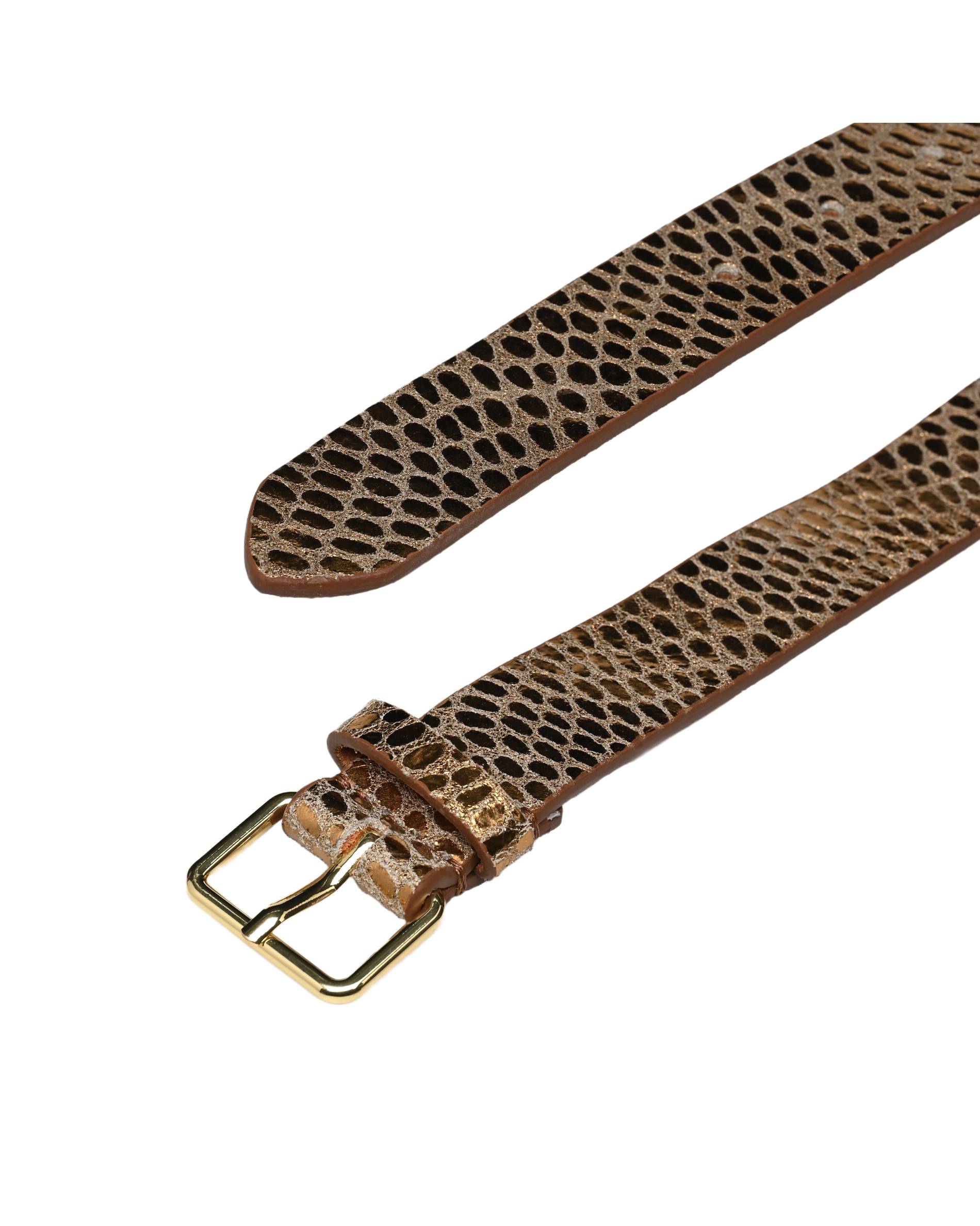 Ceinture motif serpent 3cm, cuir responsable, Or, large image number 3