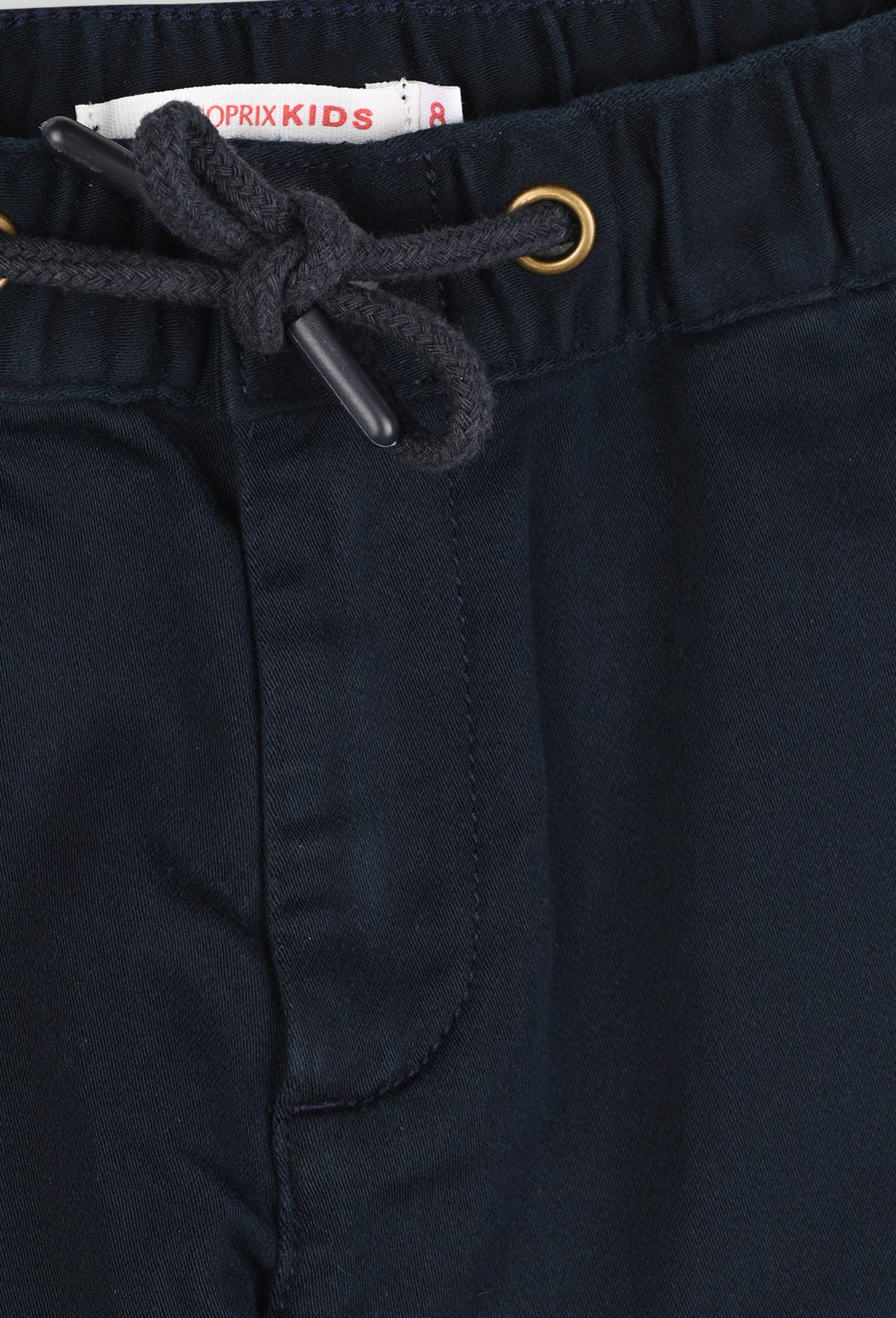 Pantalon droit &eacute;lastiqu&eacute; uni en coton BIO GOTS, Bleu fonc&eacute;, large image number 2