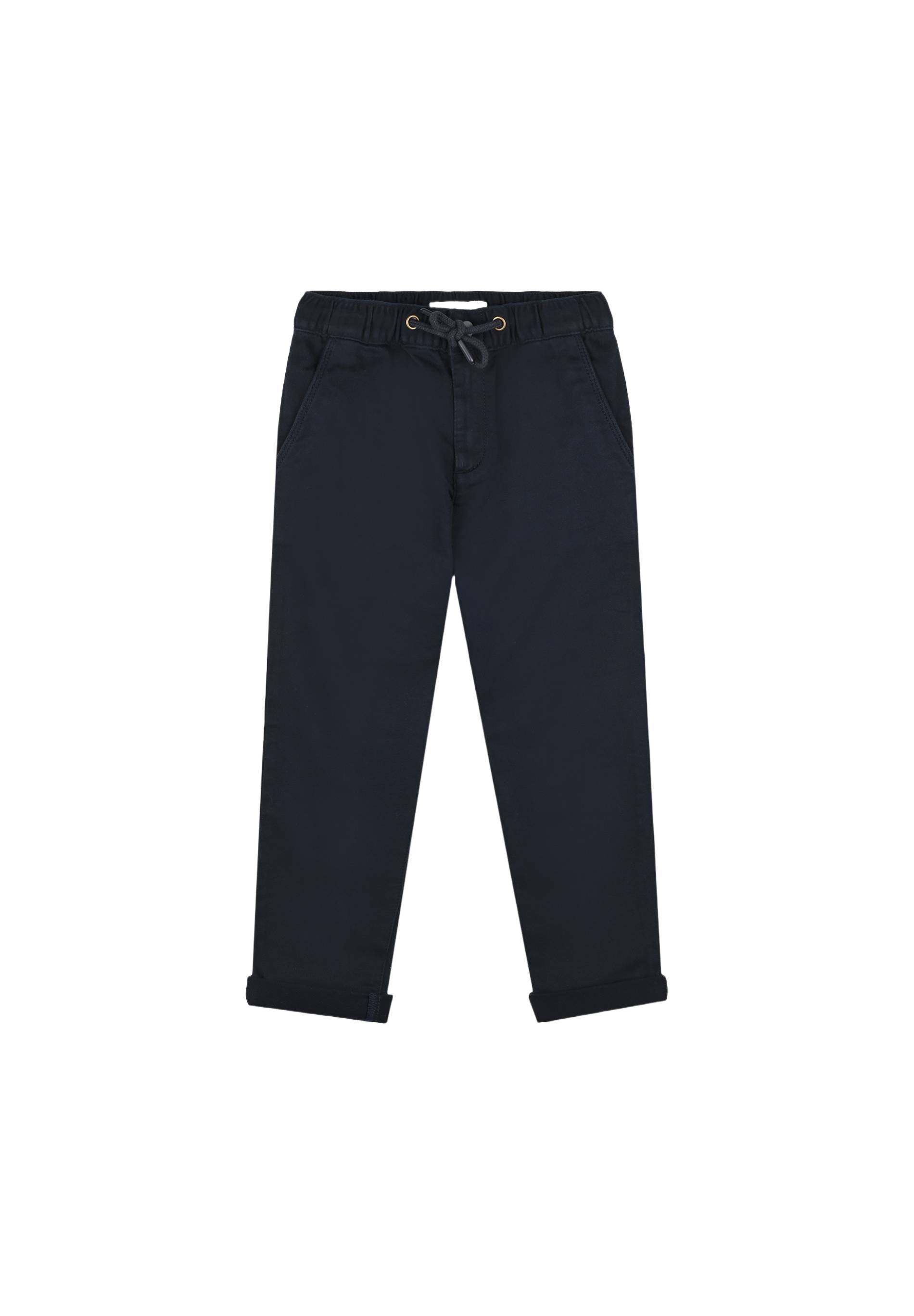 Pantalon droit &eacute;lastiqu&eacute; uni en coton BIO GOTS, Bleu fonc&eacute;, large image number 3