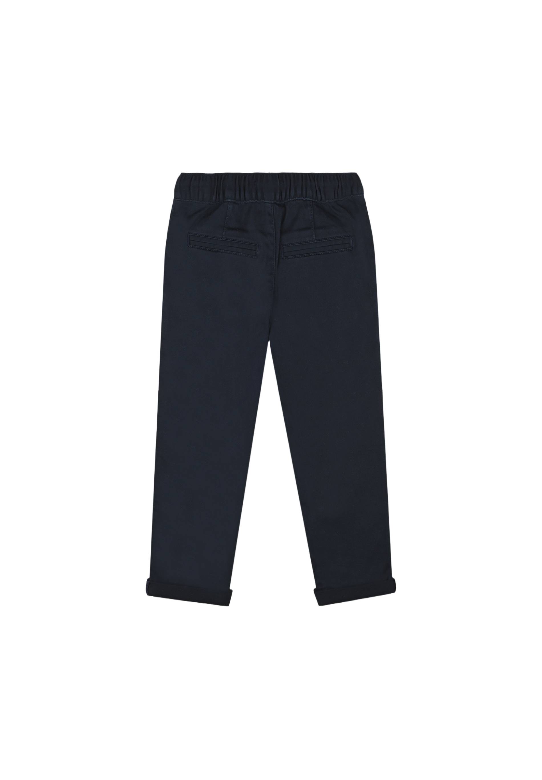 Pantalon droit &eacute;lastiqu&eacute; uni en coton BIO GOTS, Bleu fonc&eacute;, large image number 4