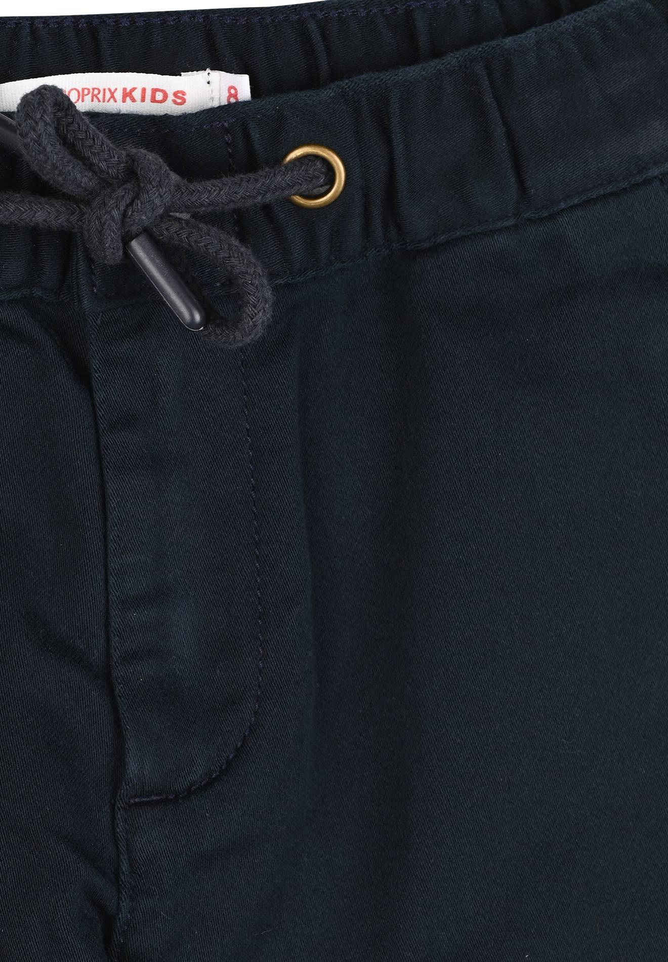 Pantalon droit &eacute;lastiqu&eacute; uni en coton BIO GOTS, Bleu fonc&eacute;, large image number 5