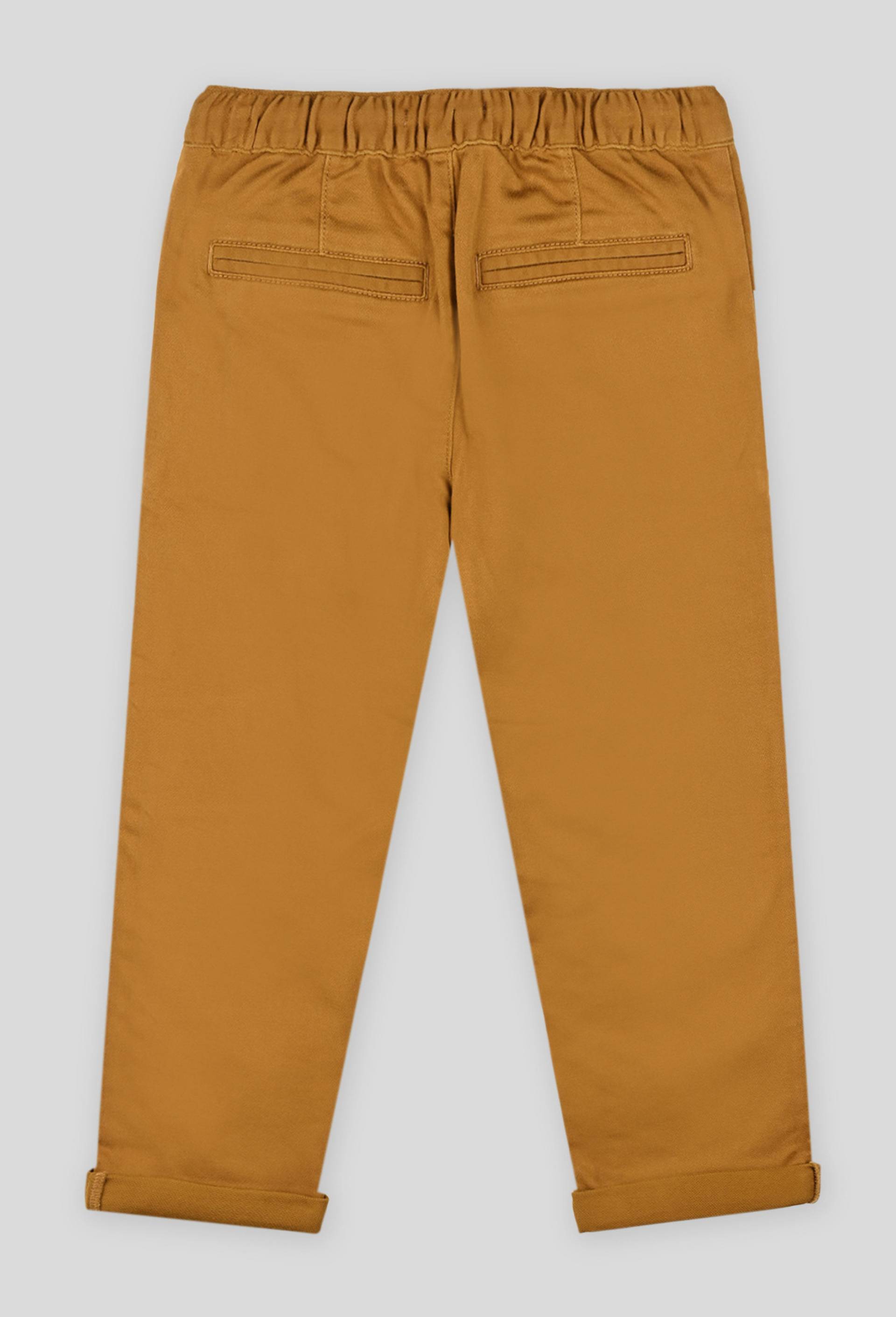 Pantalon droit &eacute;lastiqu&eacute; uni en coton BIO GOTS, Brun, large image number 1