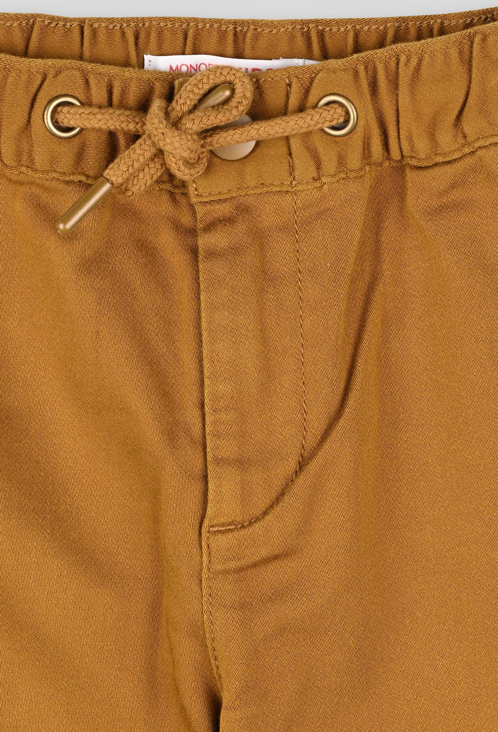 Pantalon droit &eacute;lastiqu&eacute; uni en coton BIO GOTS, Brun, large image number 2