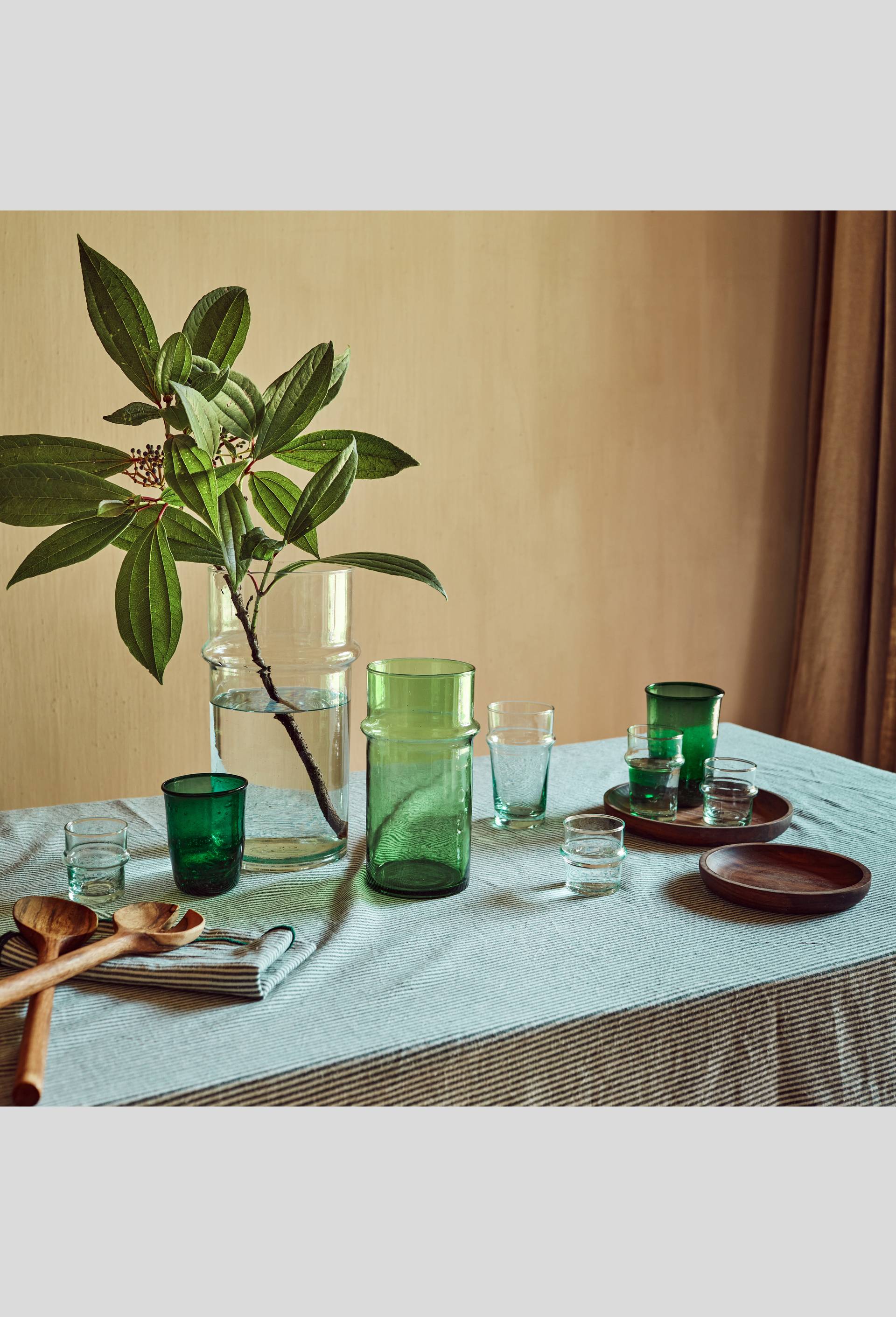 Nappe à rayures, vert foncé, 170x250cm, 92% coton, 8% lin, Vert foncé, large image number 2.0