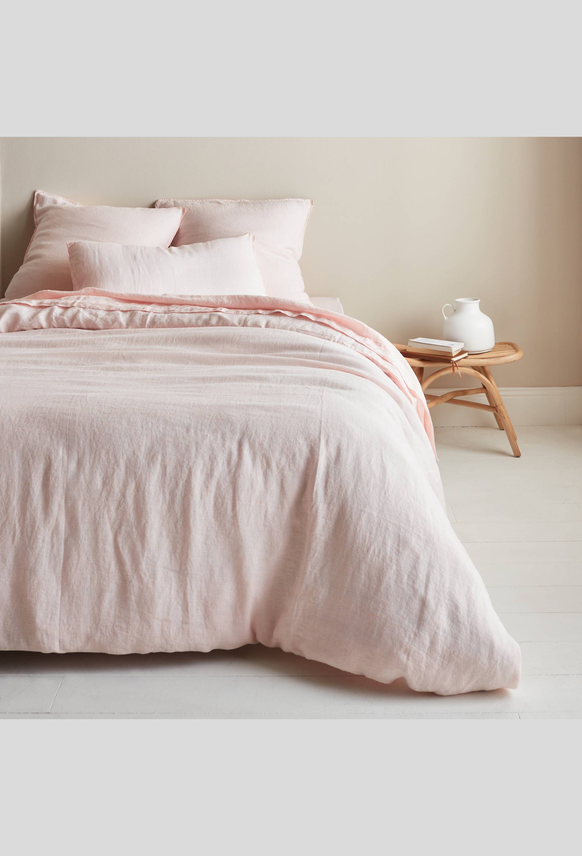 Drap plat, 180X290 cm, lin, 145 de grammage par mètre carré, euroflax, Rose clair, large image number 2.0
