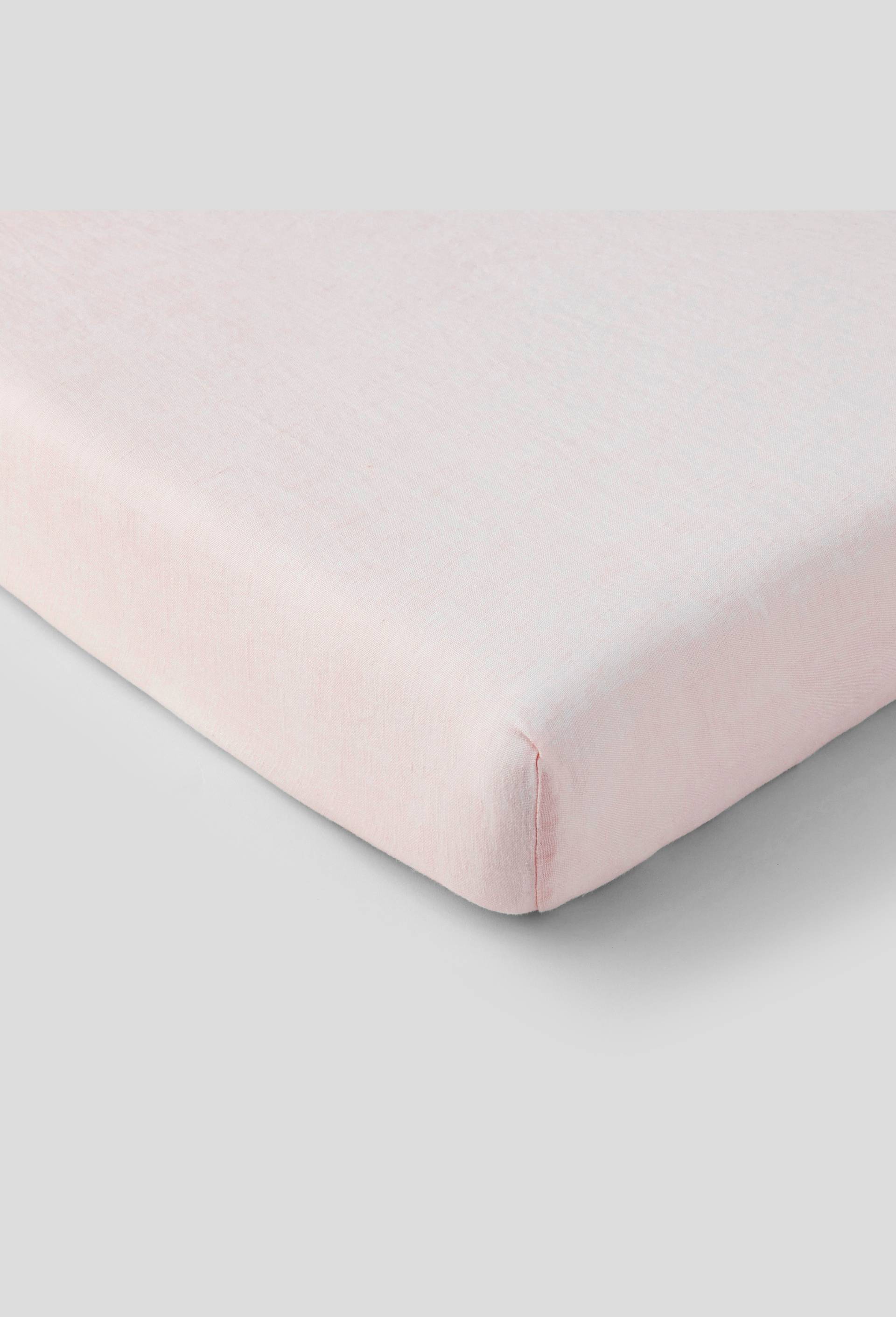 Drap housse 2 personnes, 160 x 200 cm, lin, 145 de grammage par mètre carrée, euroflax, Rose clair, large image number 0