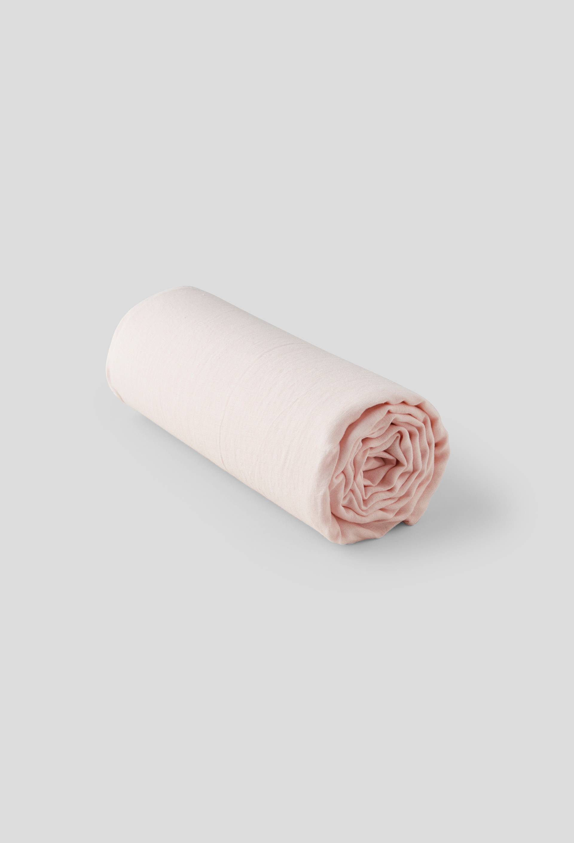 Drap housse 2 personnes, 140x190cm, lin, 145 de grammage par mètre carré, euroflax, Rose clair, large image number 1