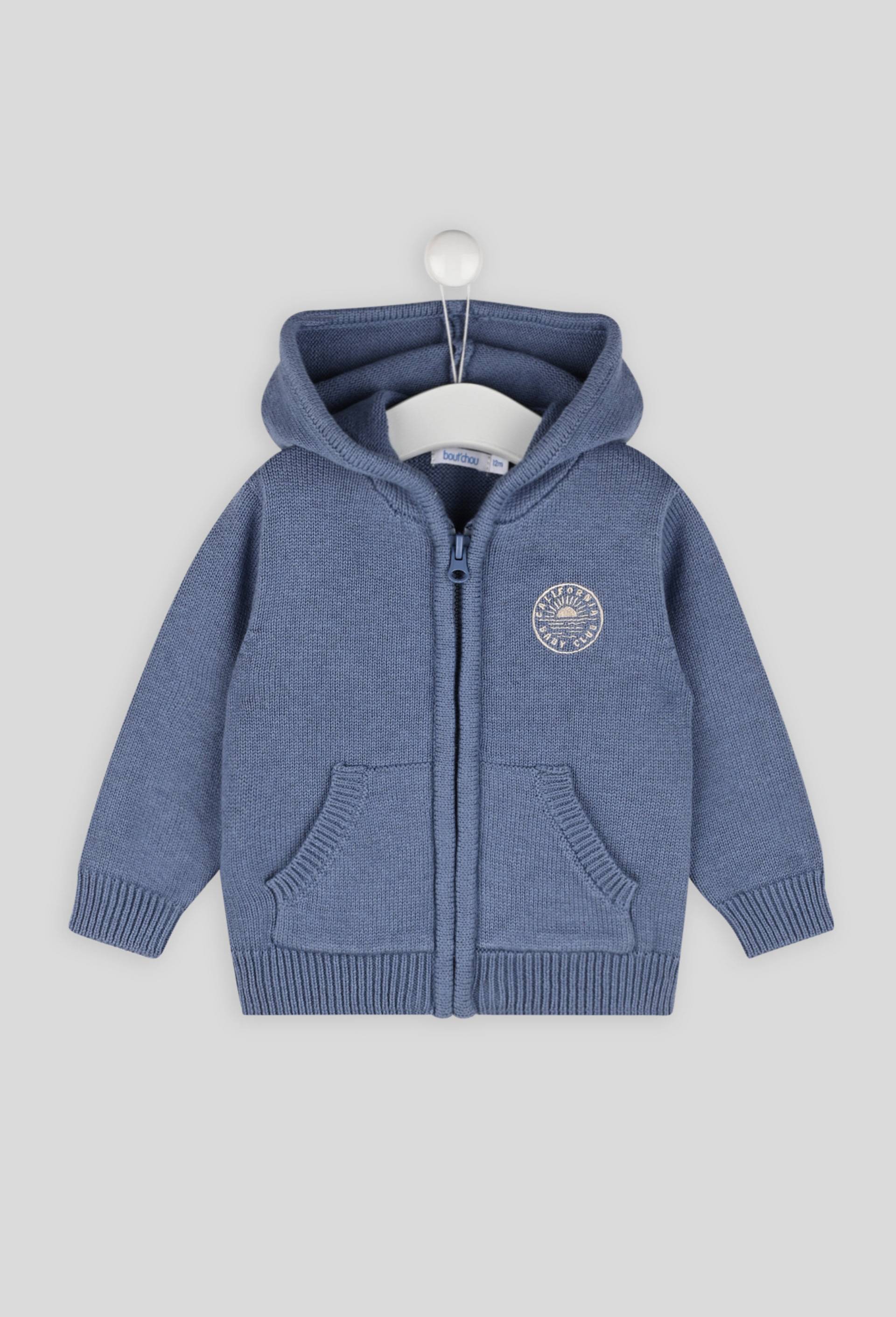Pull zippé certifié Oekotex, Bleu, large image number 0