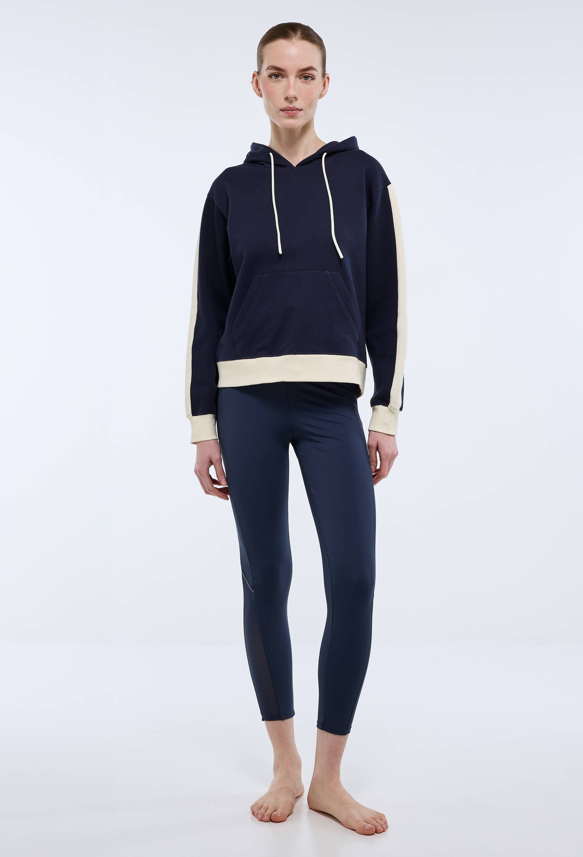 Legging de sport uni avec d&eacute;tail r&eacute;sille, Bleu fonc&eacute;, swatch image