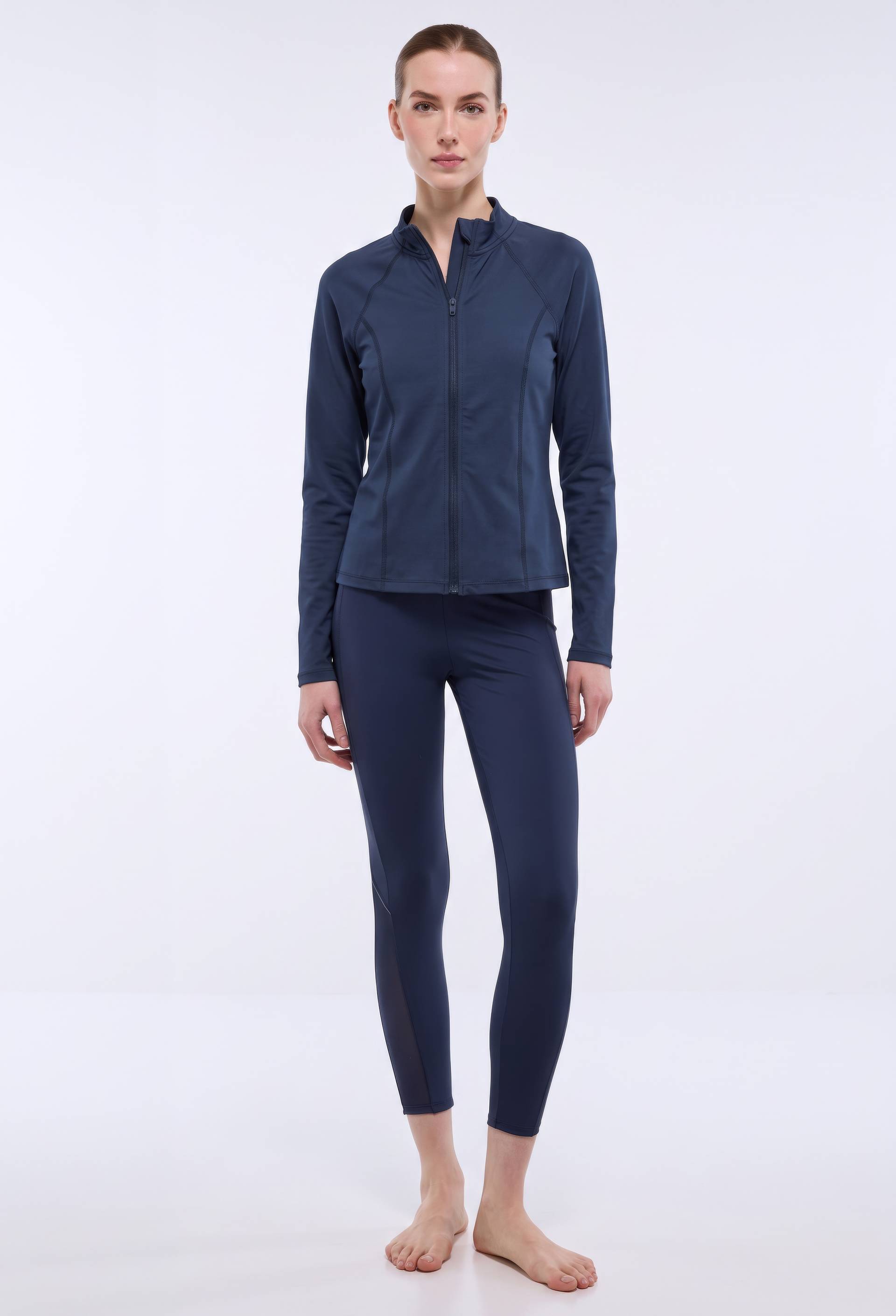 Legging de sport uni avec d&eacute;tail r&eacute;sille, Bleu fonc&eacute;, large image number 0