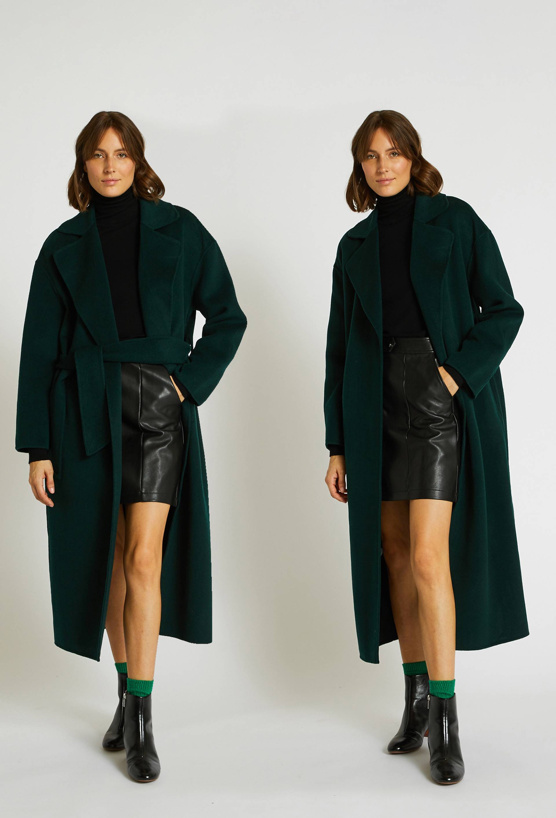 Manteau style peignoir double face, Vert foncé, large image number 0.0