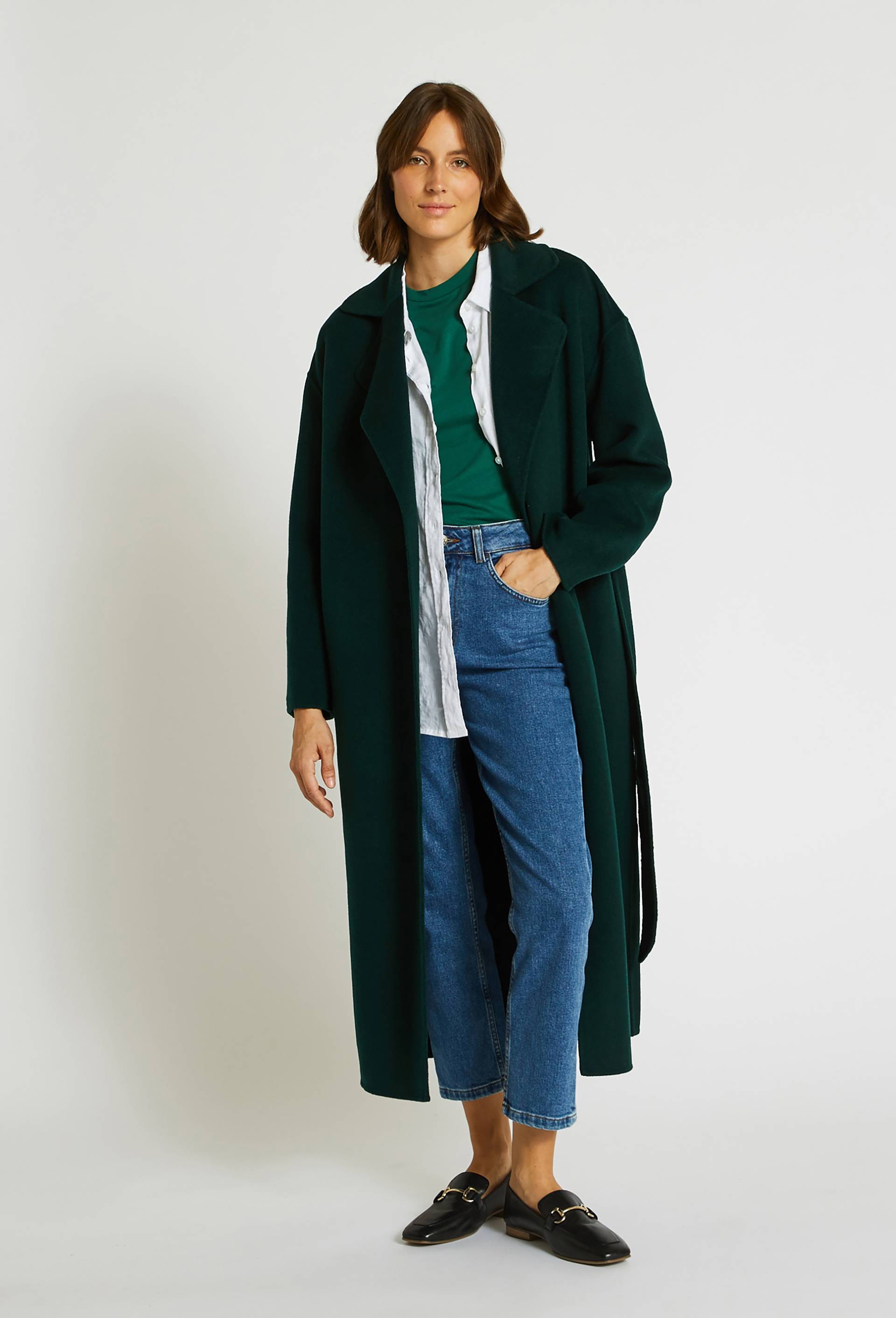 Manteau style peignoir double face, Vert foncé, large image number 1.0