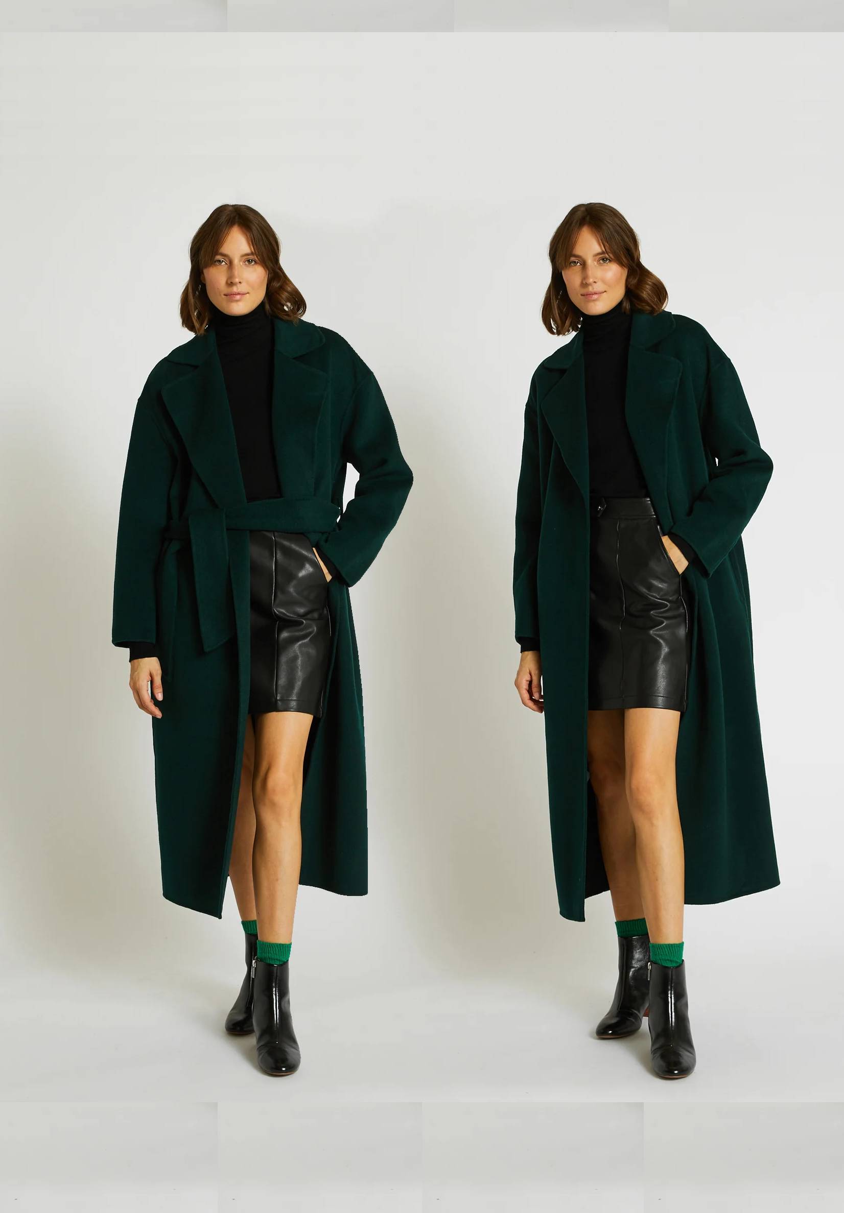 Manteau style peignoir double face, Vert foncé, large image number 4.0