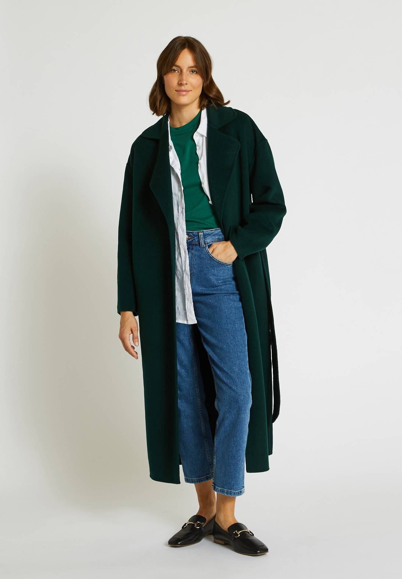 Manteau style peignoir double face, Vert foncé, large image number 5