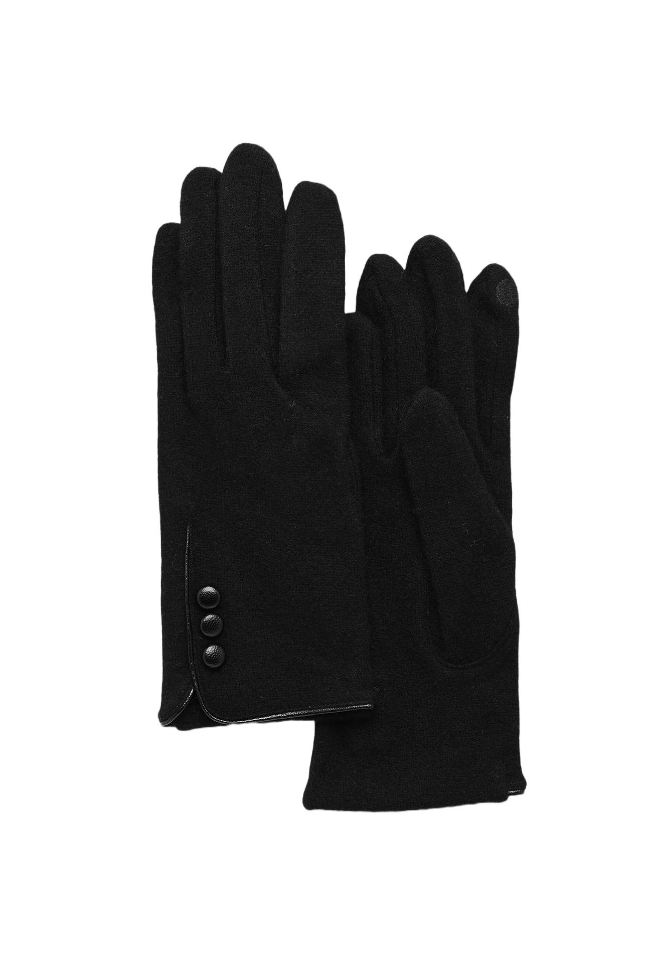 Gants tactiles à boutons contenant de la laine, Noir, large image number 2