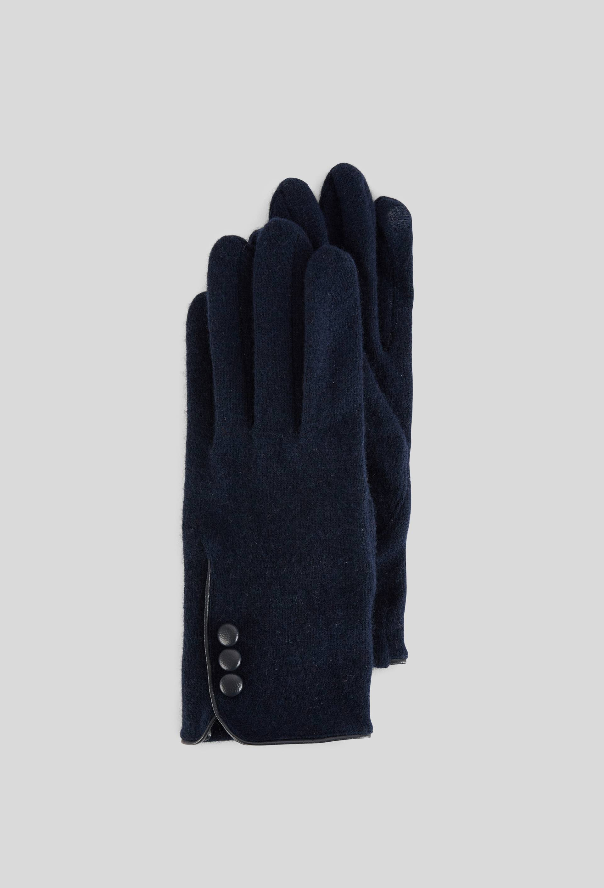 Gants tactiles à boutons contenant de la laine, Bleu foncé, large image number 0.0