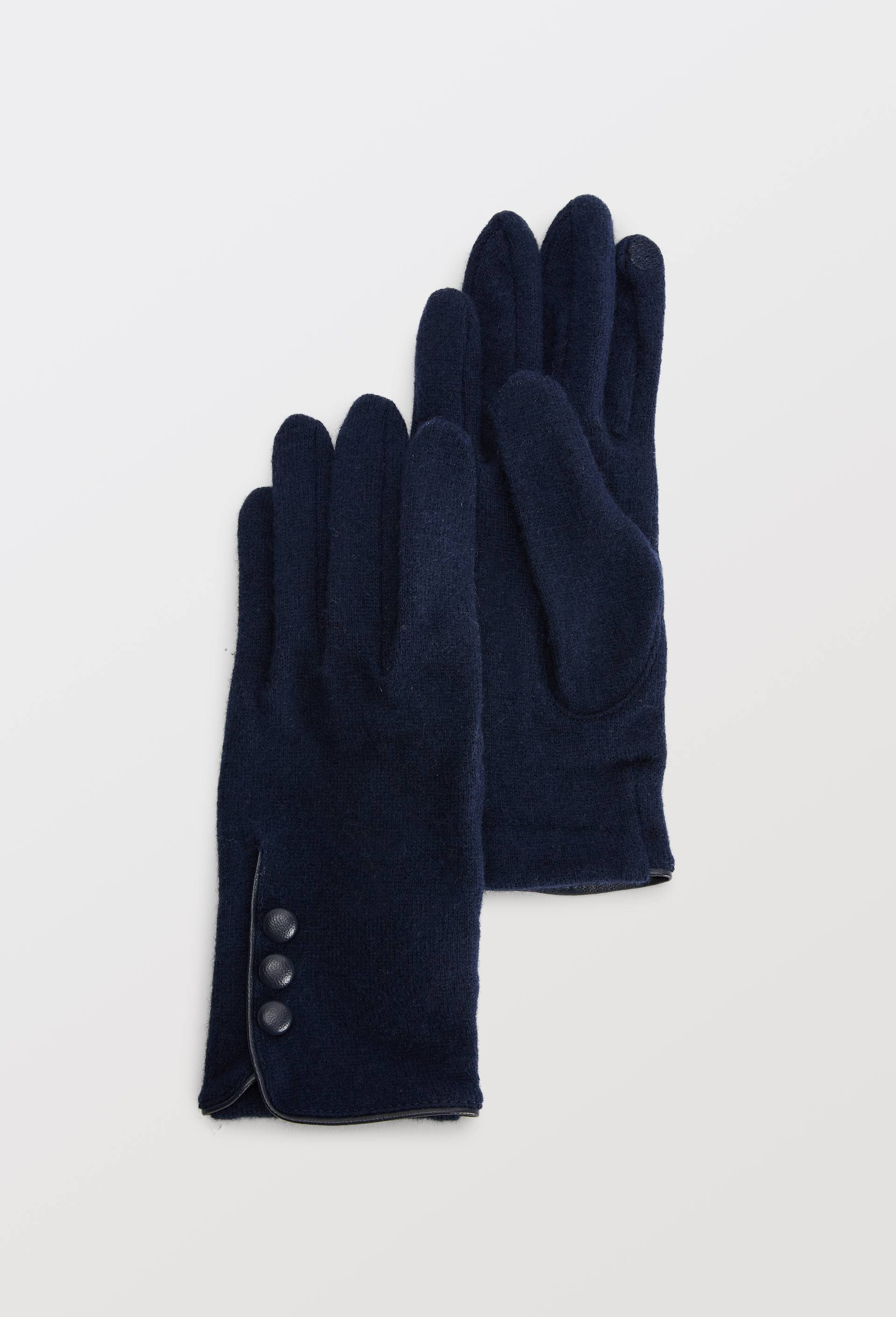 Gants tactiles &agrave; boutons contenant de la laine, Bleu fonc&eacute;, large image number 0