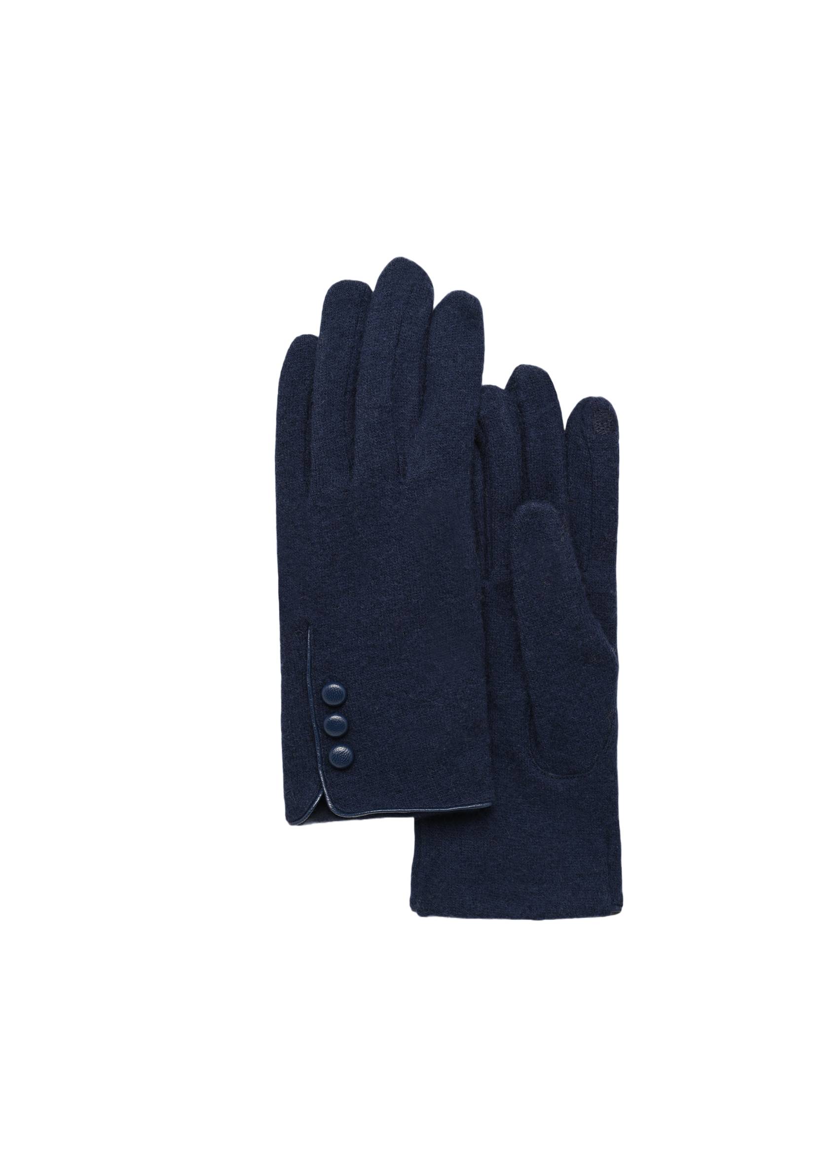 Gants tactiles à boutons contenant de la laine, Bleu foncé, large image number 2