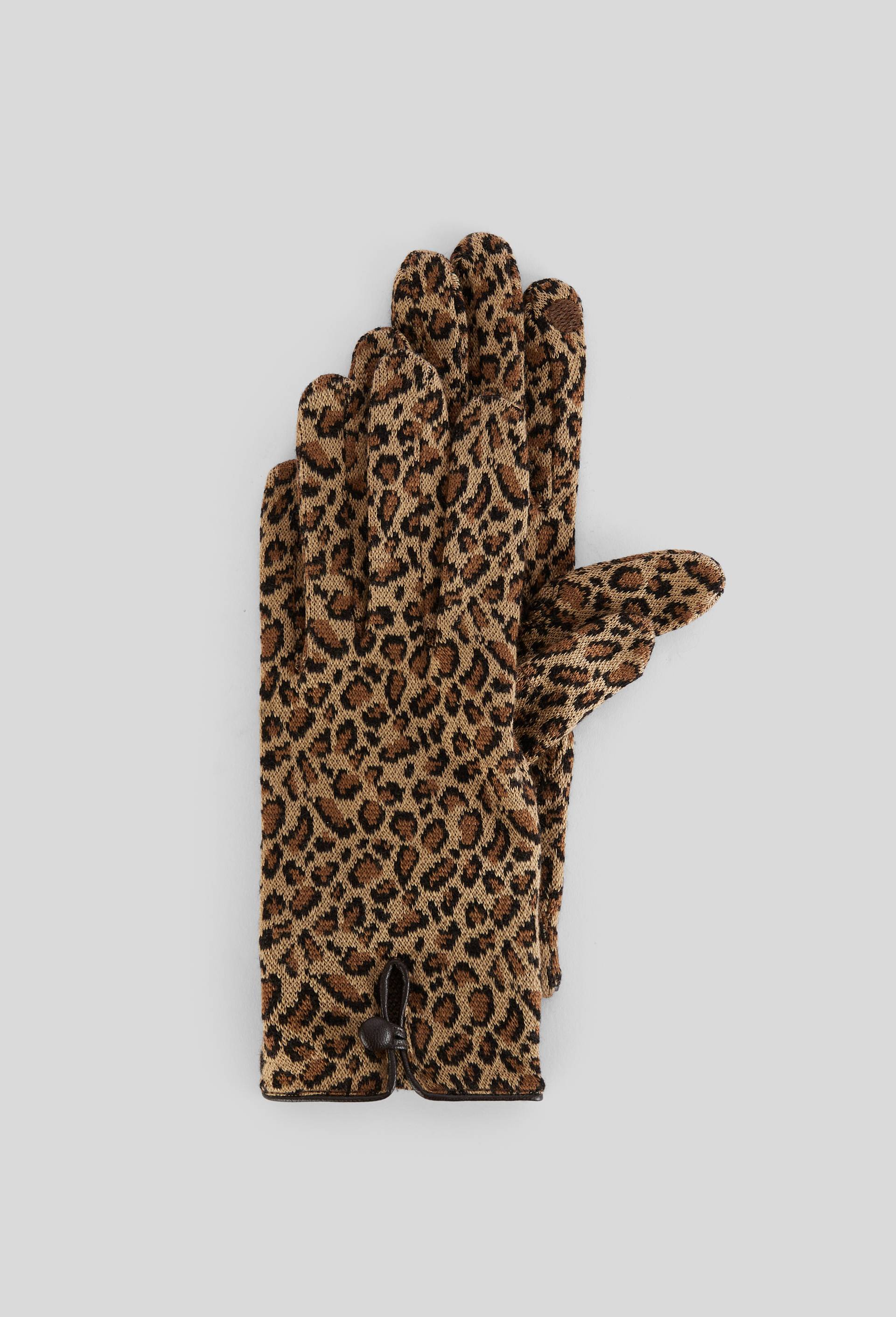 Gants tactiles imprim&eacute; l&eacute;opard, Beige, large image number 0