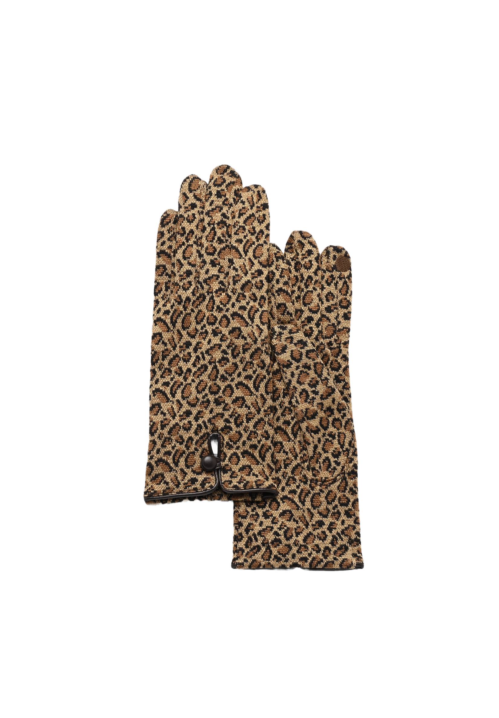 Gants tactiles imprim&eacute; l&eacute;opard, Beige, large image number 2
