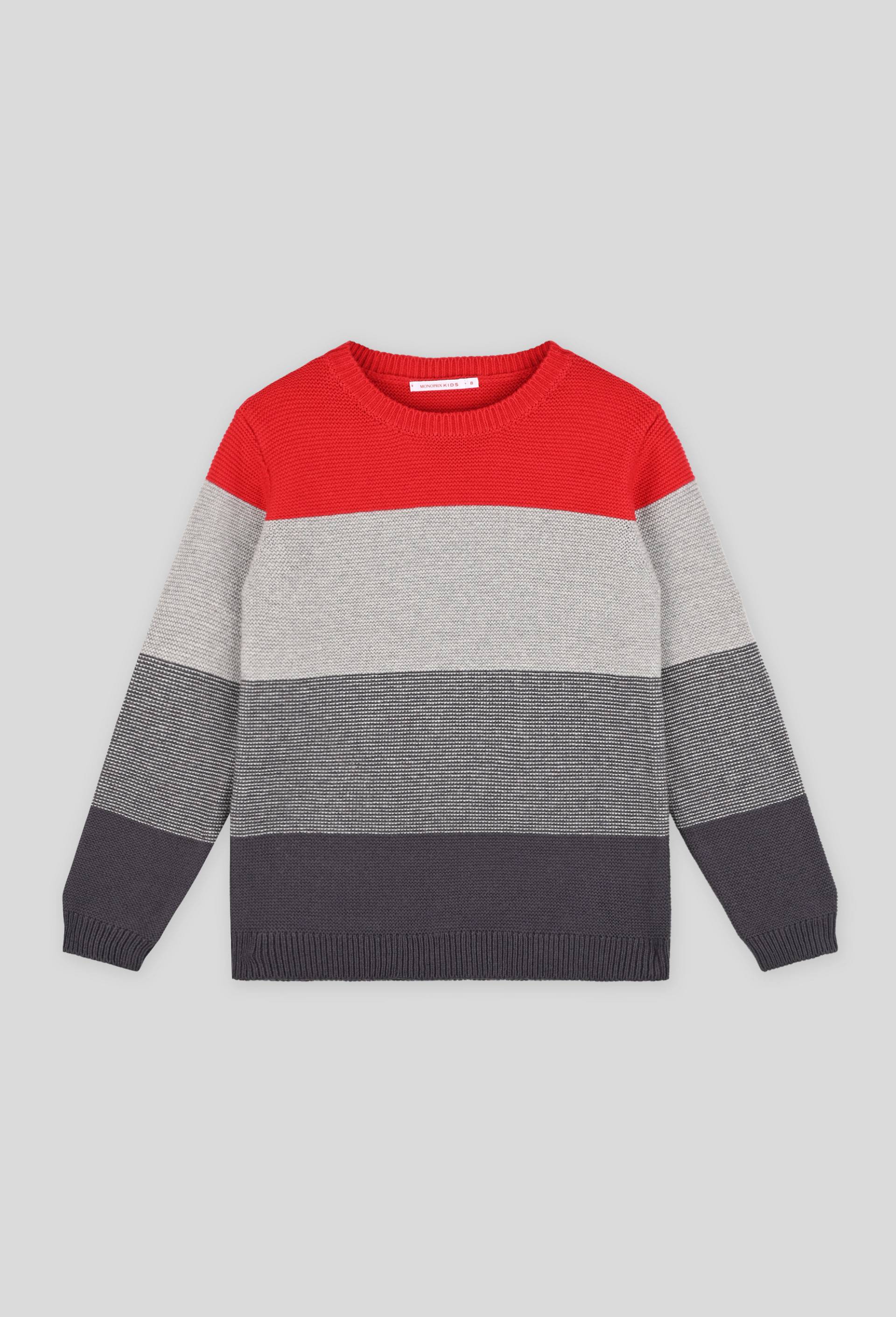 Pull à rayures certifié Oekotex, Rouge, large image number 0