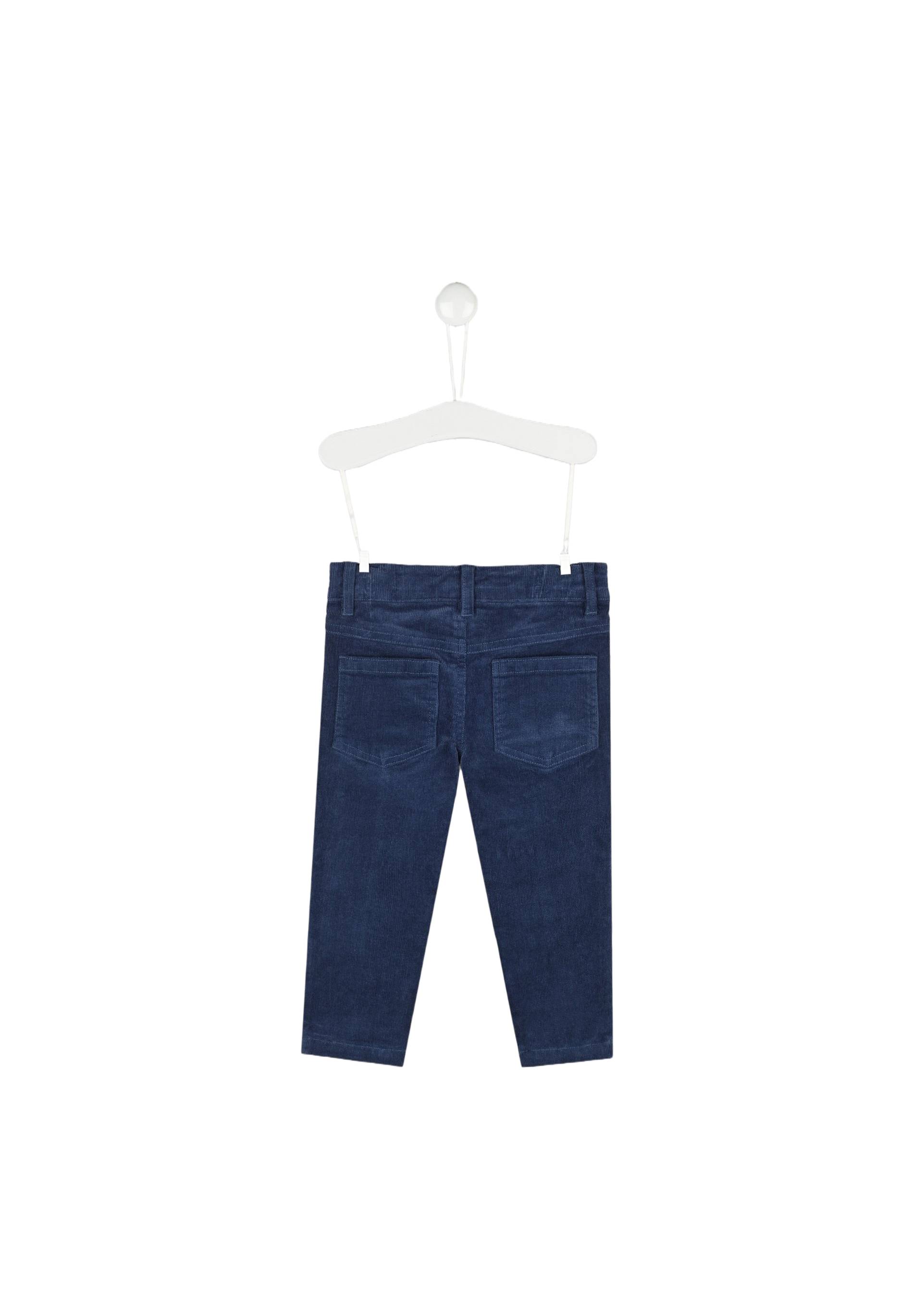 Pantalon 5 poches en velours certifié Oekotex, Bleu foncé, large image number 4