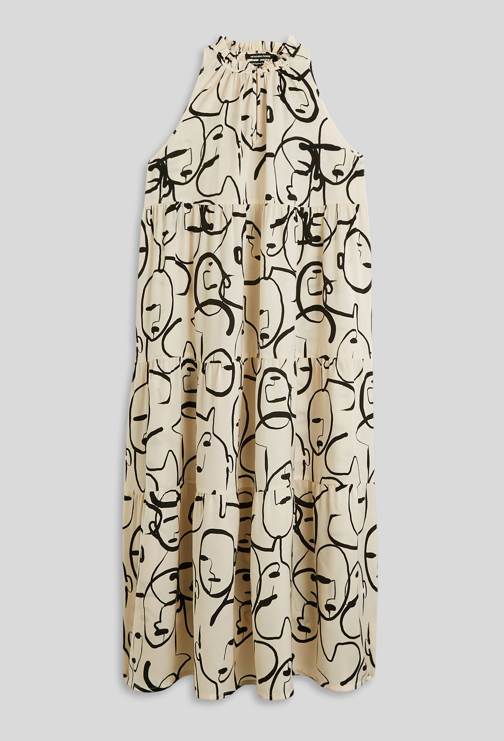 Robe longue imprim&eacute;e Oekotex, Ecru, large image number 1