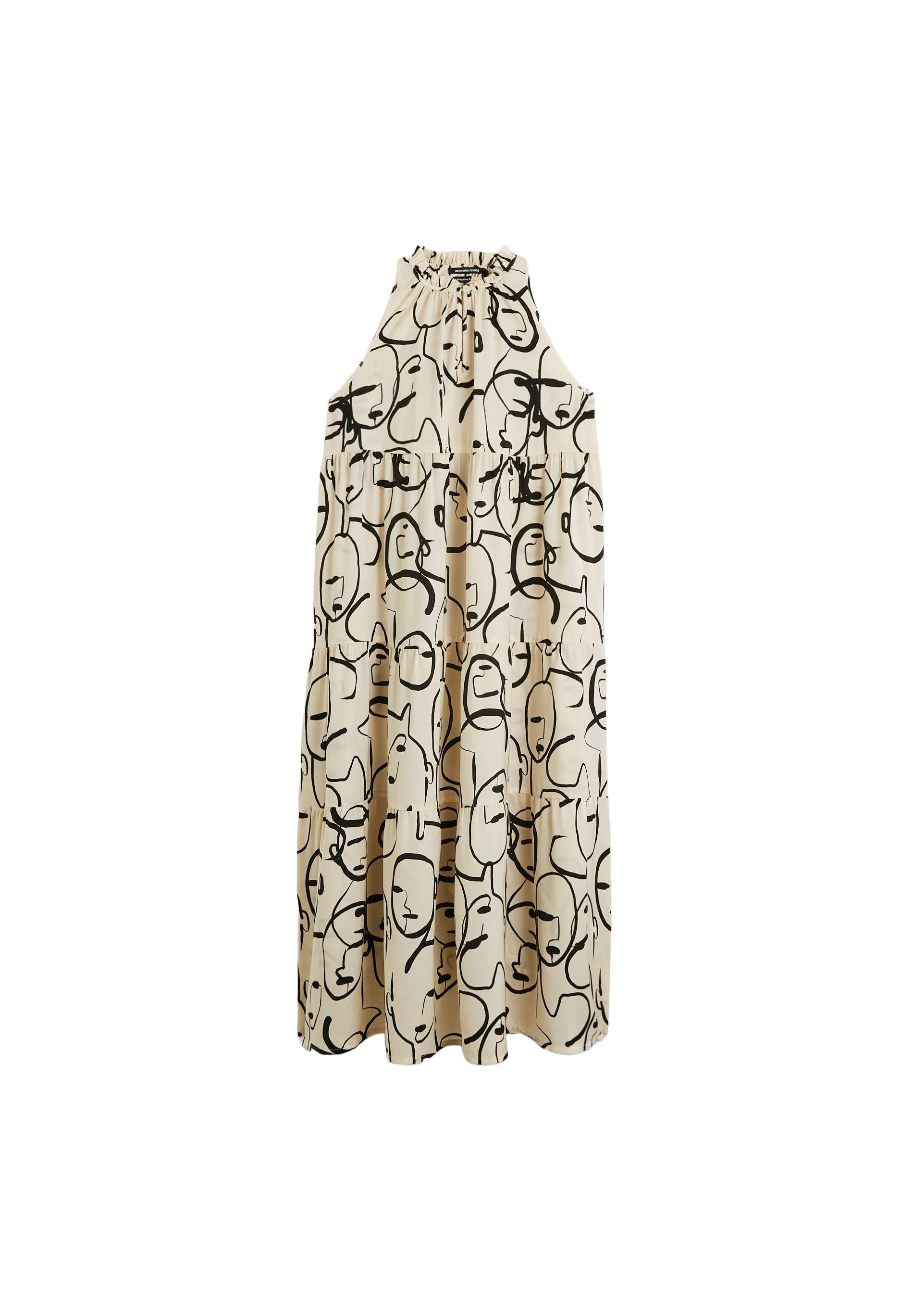 Robe longue imprim&eacute;e Oekotex, Ecru, large image number 4